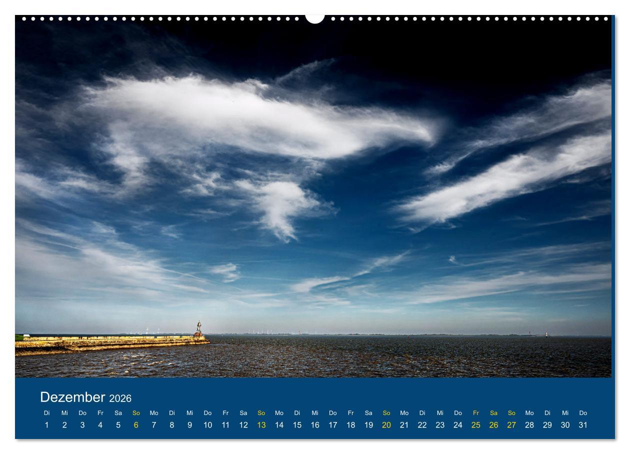 Beispielinhalt (Bild) Die Nordmole in Wilhelmshaven. Historisches Relikt und Lieblingsort. (hochwertiger Premium Wandkalender 2026 DIN A2 quer), Kunstdruck in Hochglanz