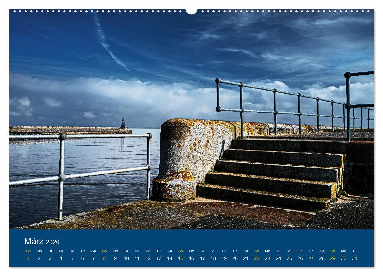 Beispielinhalt (Bild) Die Nordmole in Wilhelmshaven. Historisches Relikt und Lieblingsort. (hochwertiger Premium Wandkalender 2026 DIN A2 quer), Kunstdruck in Hochglanz
