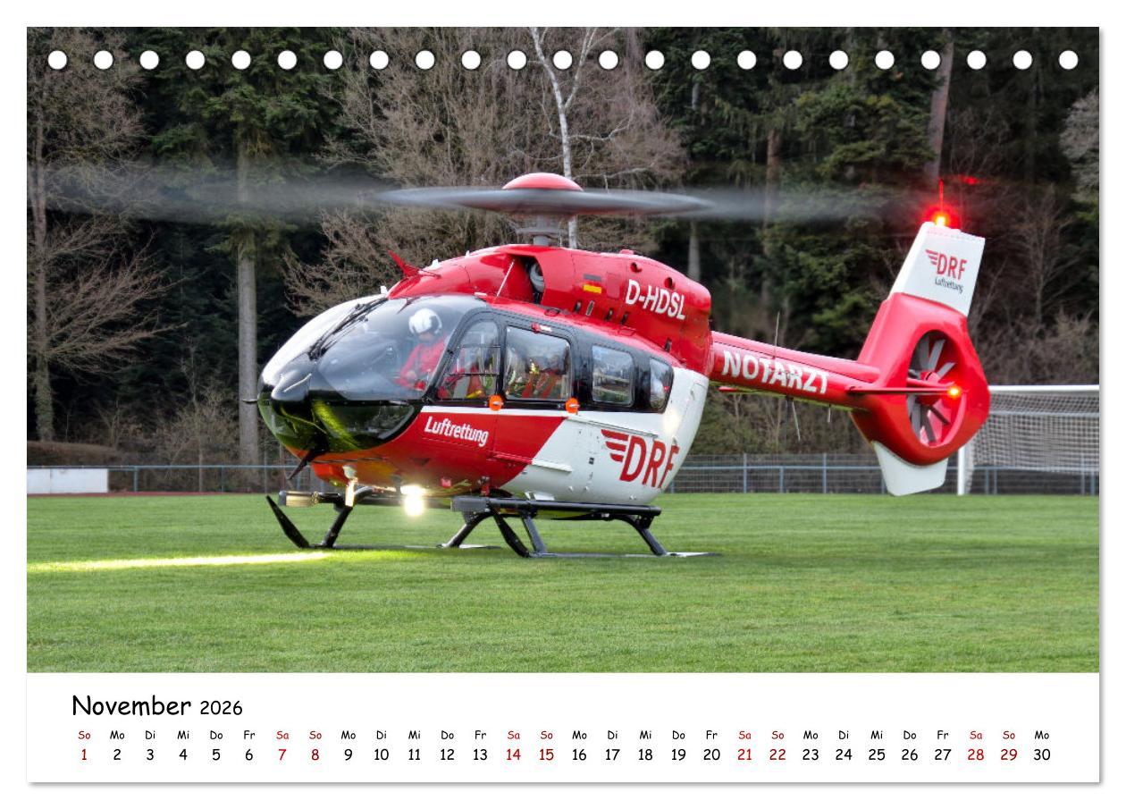 Beispielinhalt (Bild) Die beeindruckende Welt der Hubschrauber (Tischkalender 2026 DIN A5 quer), CALVENDO Monatskalender