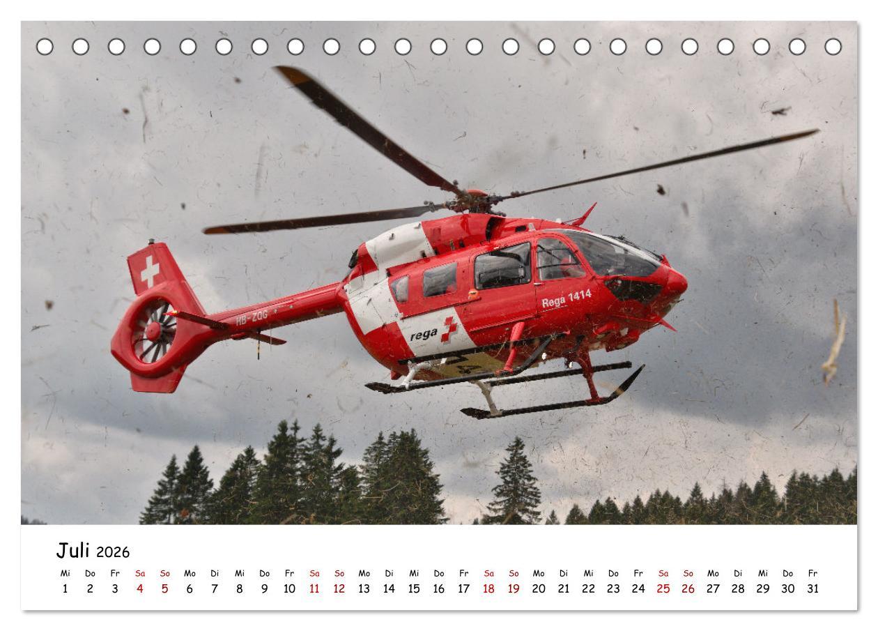 Beispielinhalt (Bild) Die beeindruckende Welt der Hubschrauber (Tischkalender 2026 DIN A5 quer), CALVENDO Monatskalender