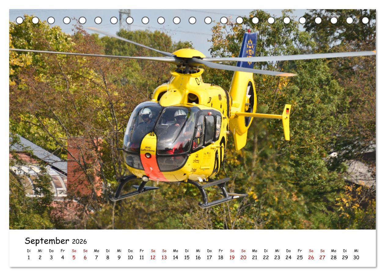 Beispielinhalt (Bild) Die beeindruckende Welt der Hubschrauber (Tischkalender 2026 DIN A5 quer), CALVENDO Monatskalender