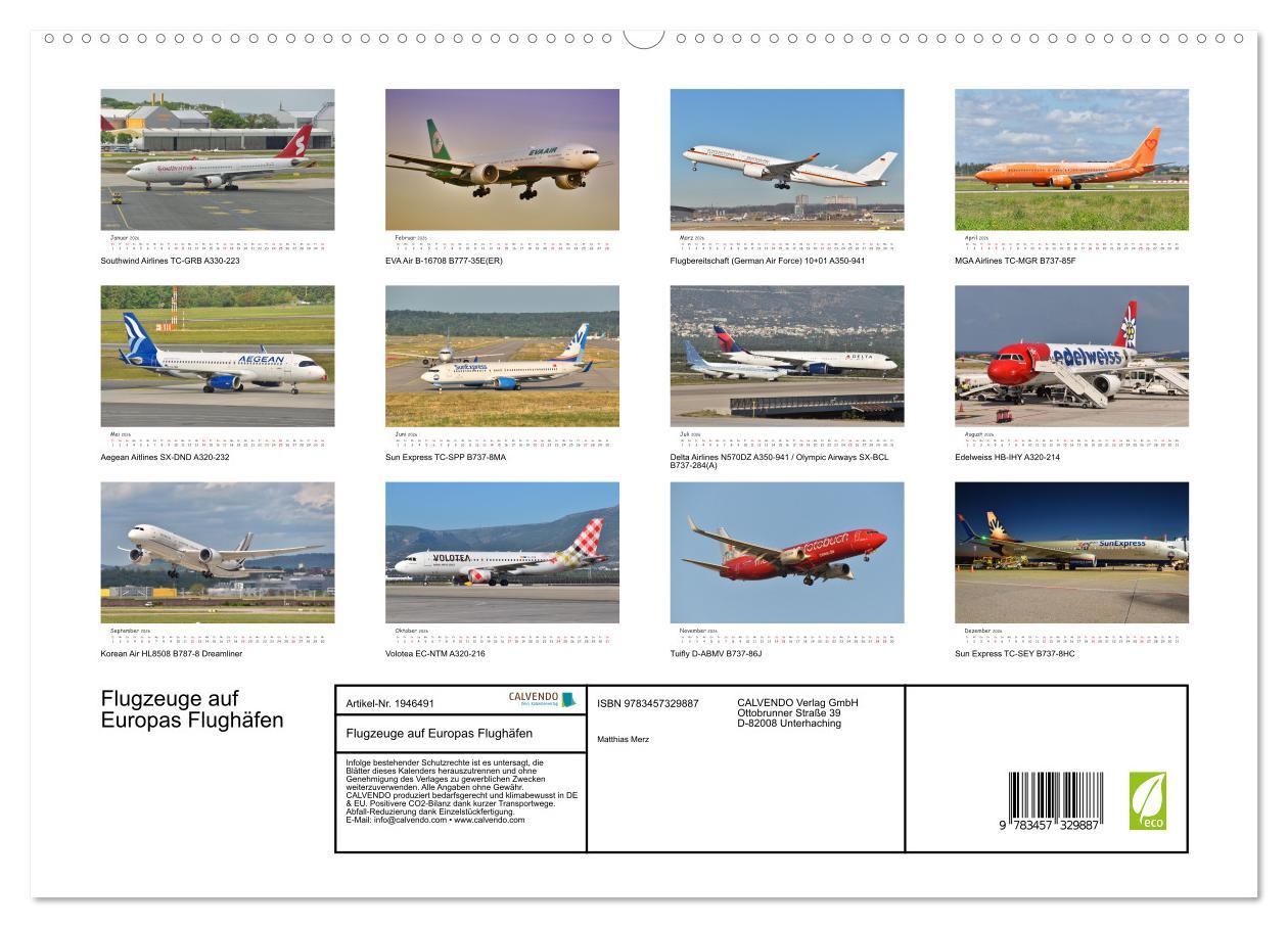 Beispielinhalt (Bild) Flugzeuge auf Europas Flughäfen (hochwertiger Premium Wandkalender 2026 DIN A2 quer), Kunstdruck in Hochglanz