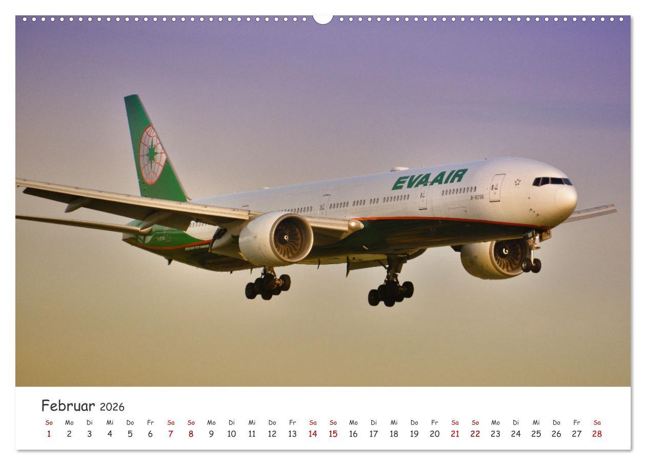 Beispielinhalt (Bild) Flugzeuge auf Europas Flughäfen (hochwertiger Premium Wandkalender 2026 DIN A2 quer), Kunstdruck in Hochglanz