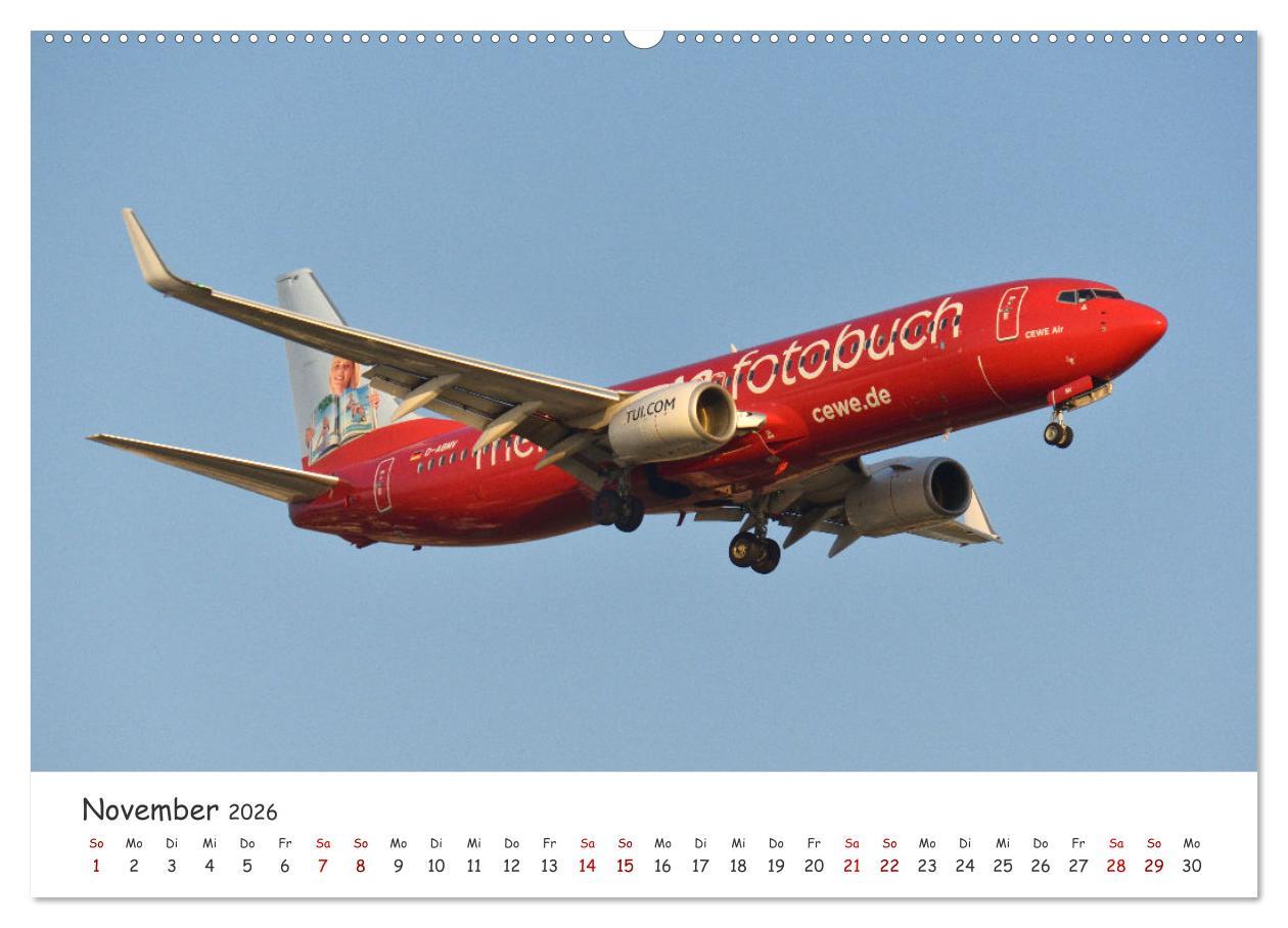 Beispielinhalt (Bild) Flugzeuge auf Europas Flughäfen (hochwertiger Premium Wandkalender 2026 DIN A2 quer), Kunstdruck in Hochglanz