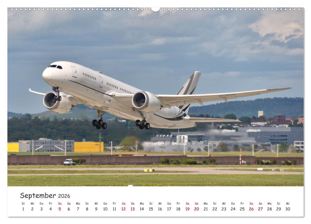 Beispielinhalt (Bild) Flugzeuge auf Europas Flughäfen (hochwertiger Premium Wandkalender 2026 DIN A2 quer), Kunstdruck in Hochglanz