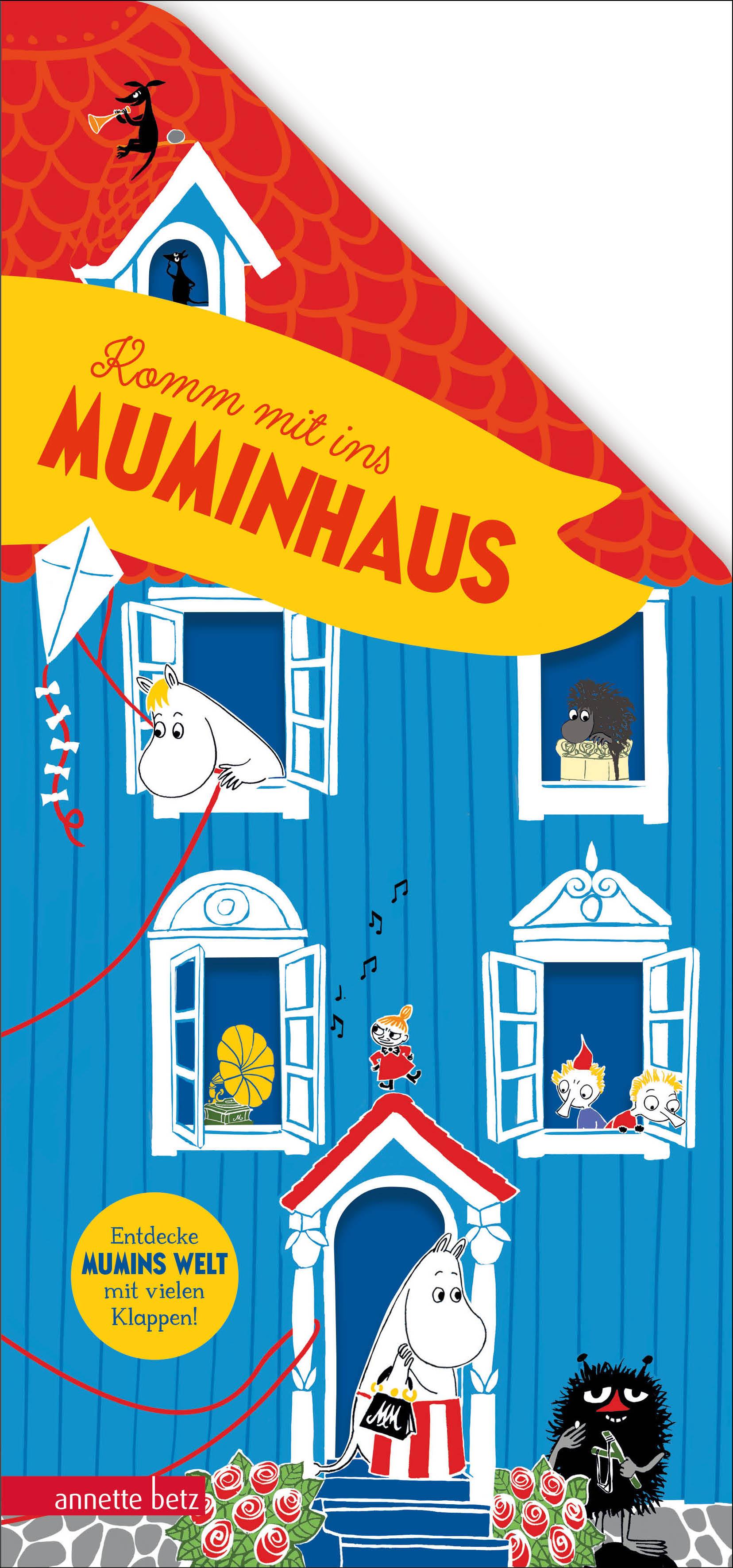 Vorderes Coverbild Komm mit ins Muminhaus - Das Pappbilderbuch über das Zuhause der Muminfamilie. Mit vielen Klappen zum Suchen und Entdecken für Kinder ab 3 Jahren.