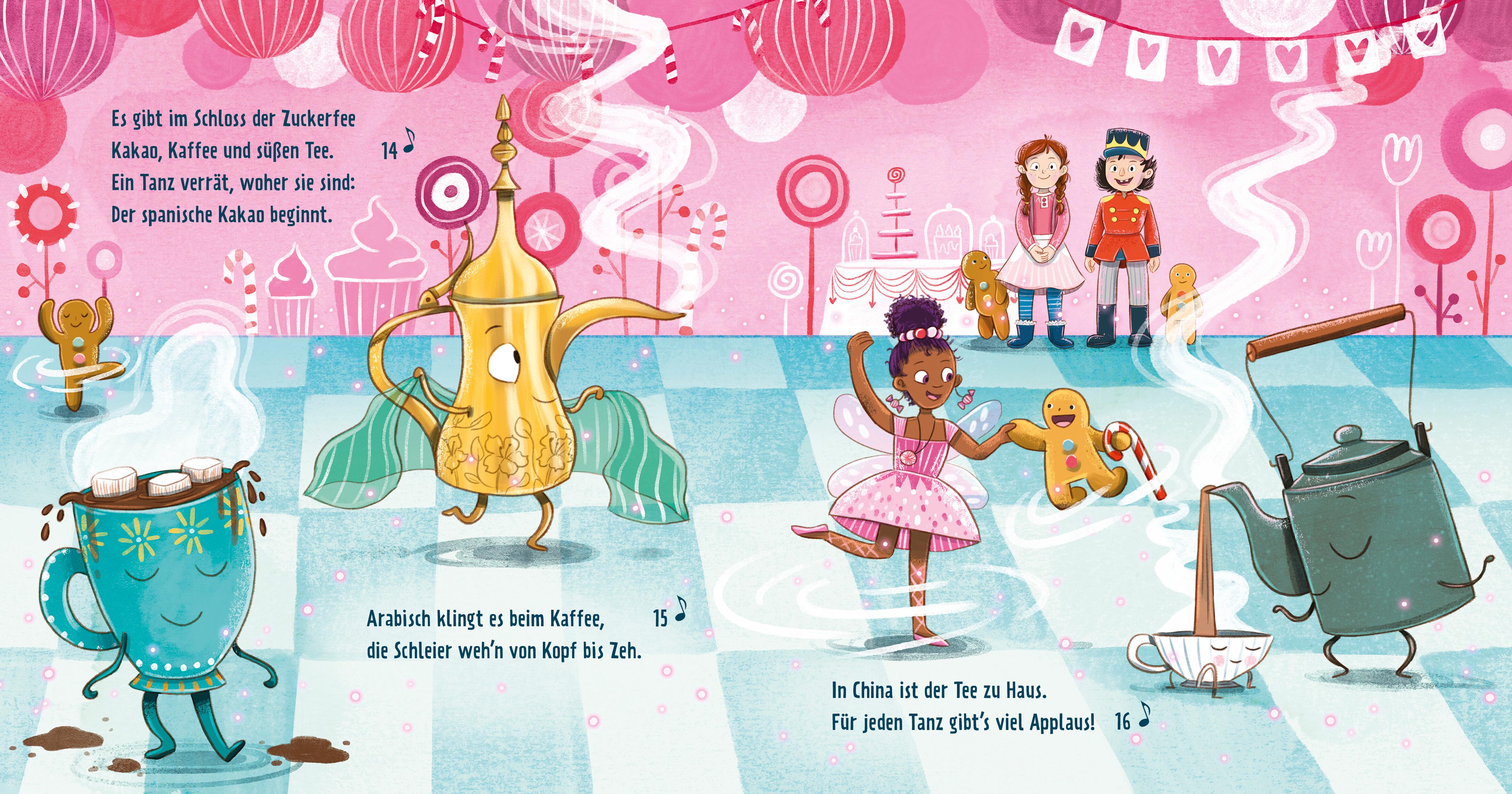 Beispielinhalt (Bild) Meine Musikmärchen: Nussknacker und Mausekönig - Musikalische Früherziehung mit Märchen: Musik und Reime für erste Erfahrungen mit klassischer Musik. Pappbilderbuch für Kinder ab 3 Jahren