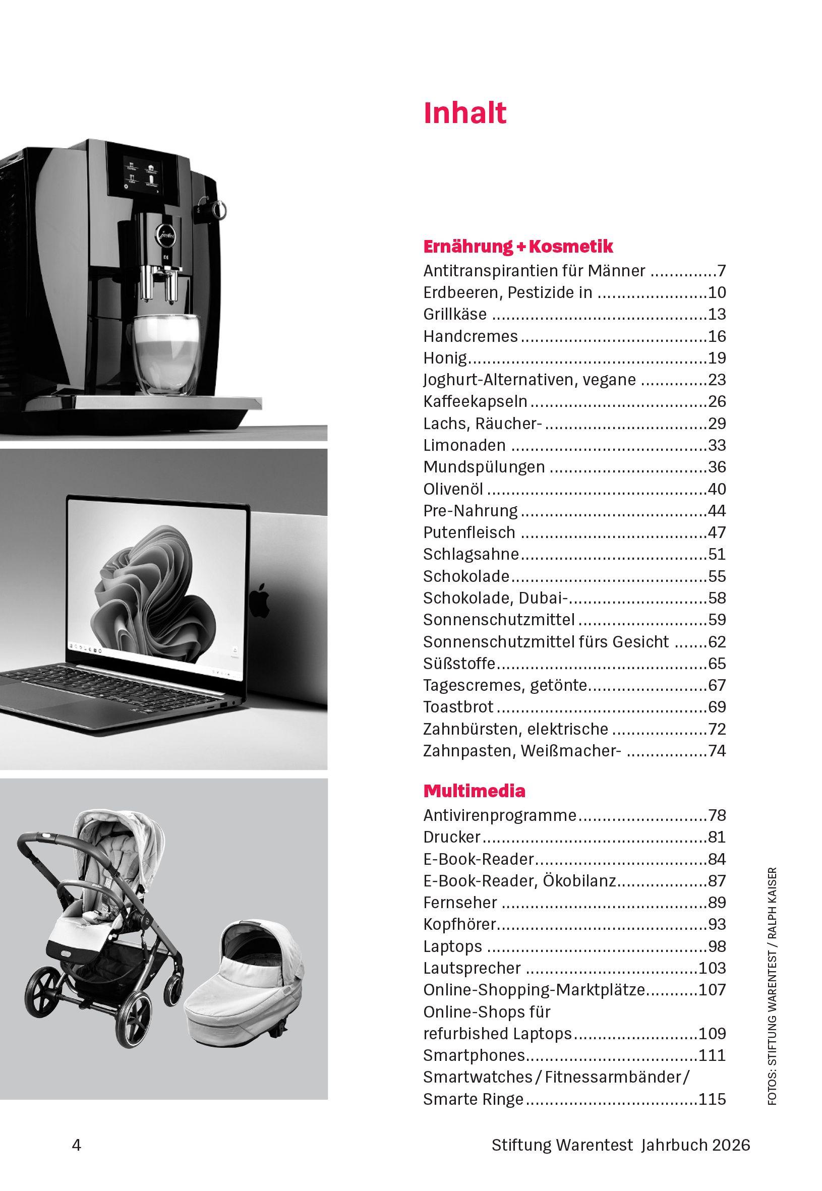 Beispielinhalt (Bild) Stiftung Warentest Jahrbuch 2026
