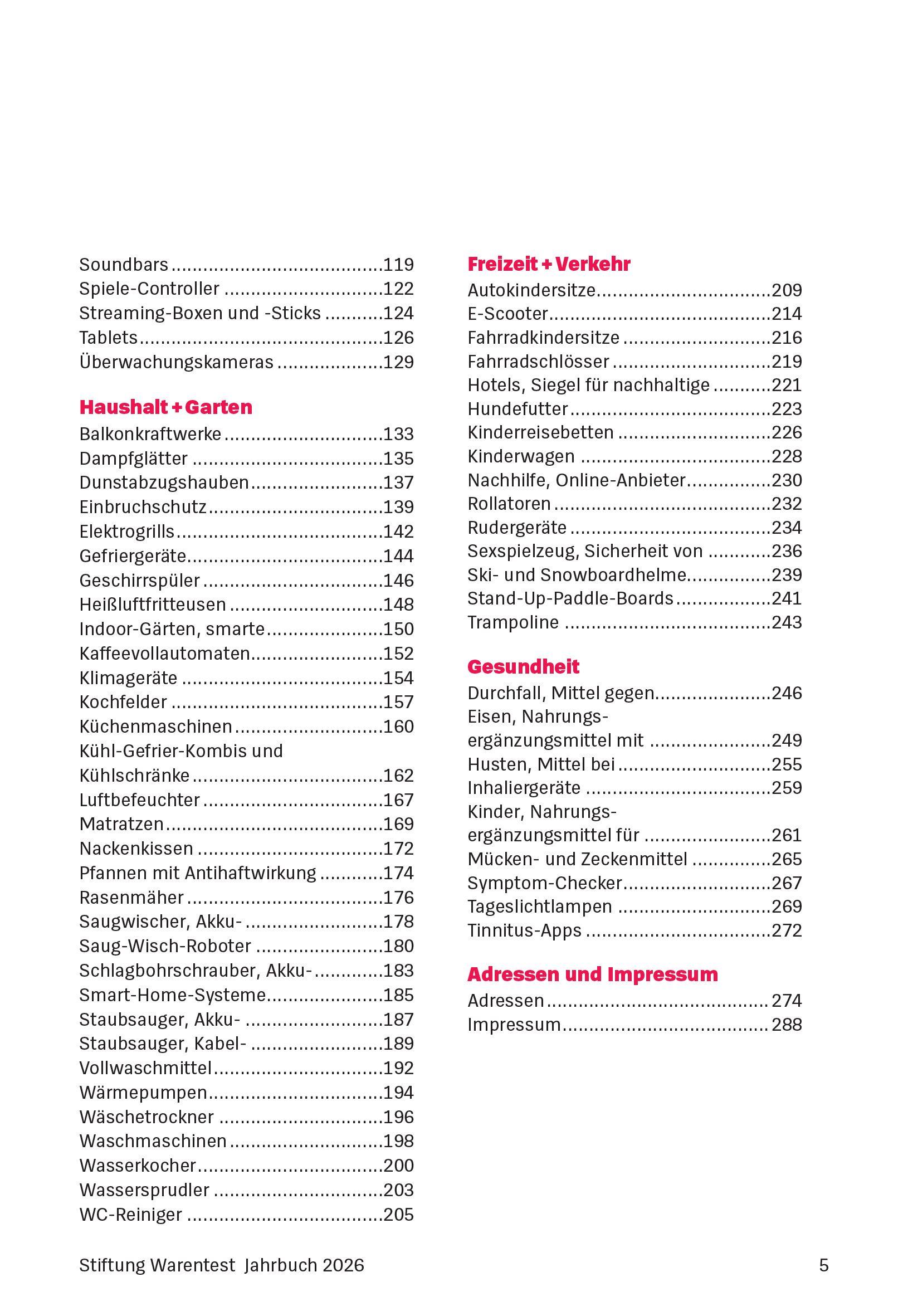 Beispielinhalt (Bild) Stiftung Warentest Jahrbuch 2026