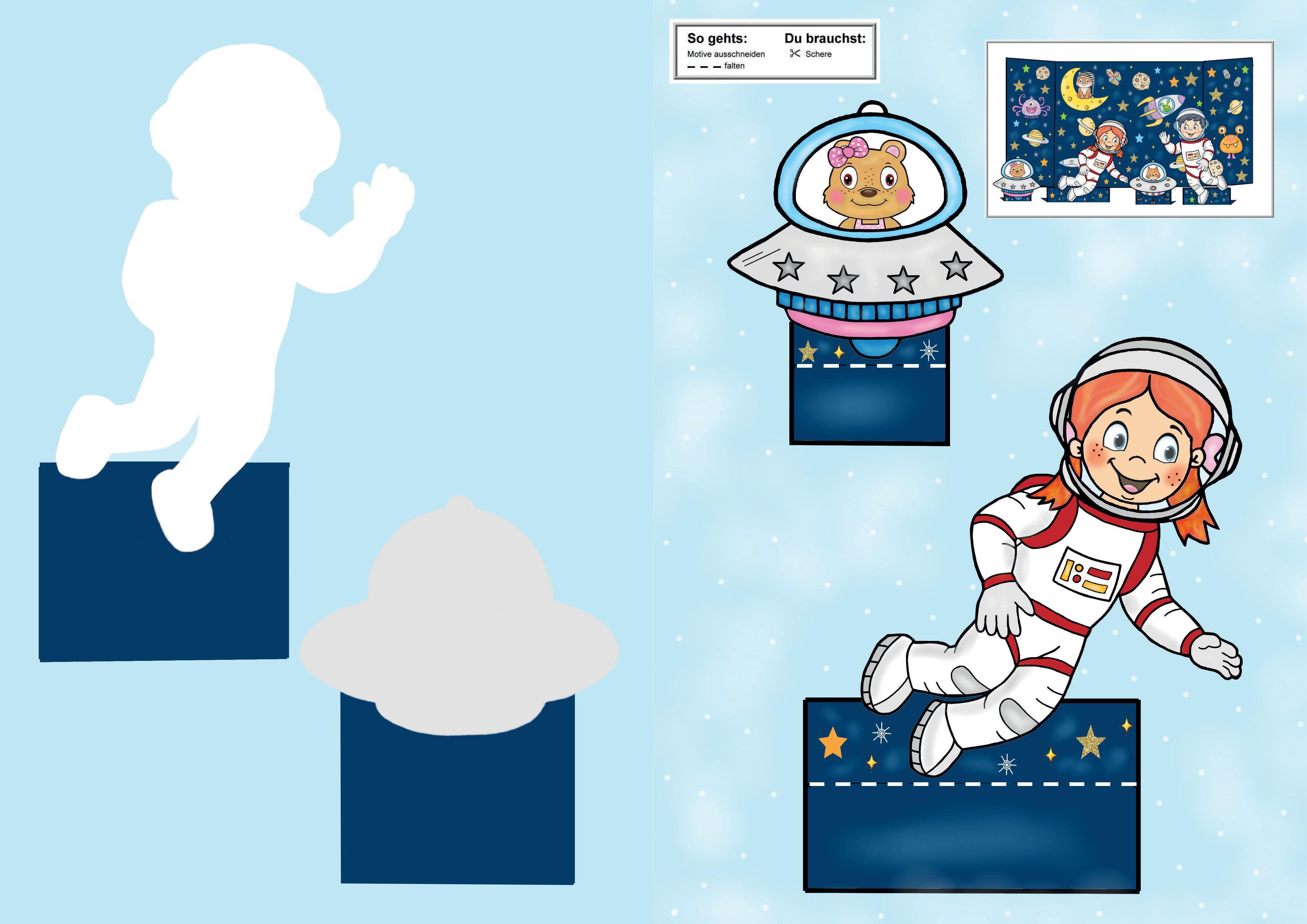 Beispielinhalt (Bild) Das Ausschneide-Bastelbuch - Weltraumabenteuer