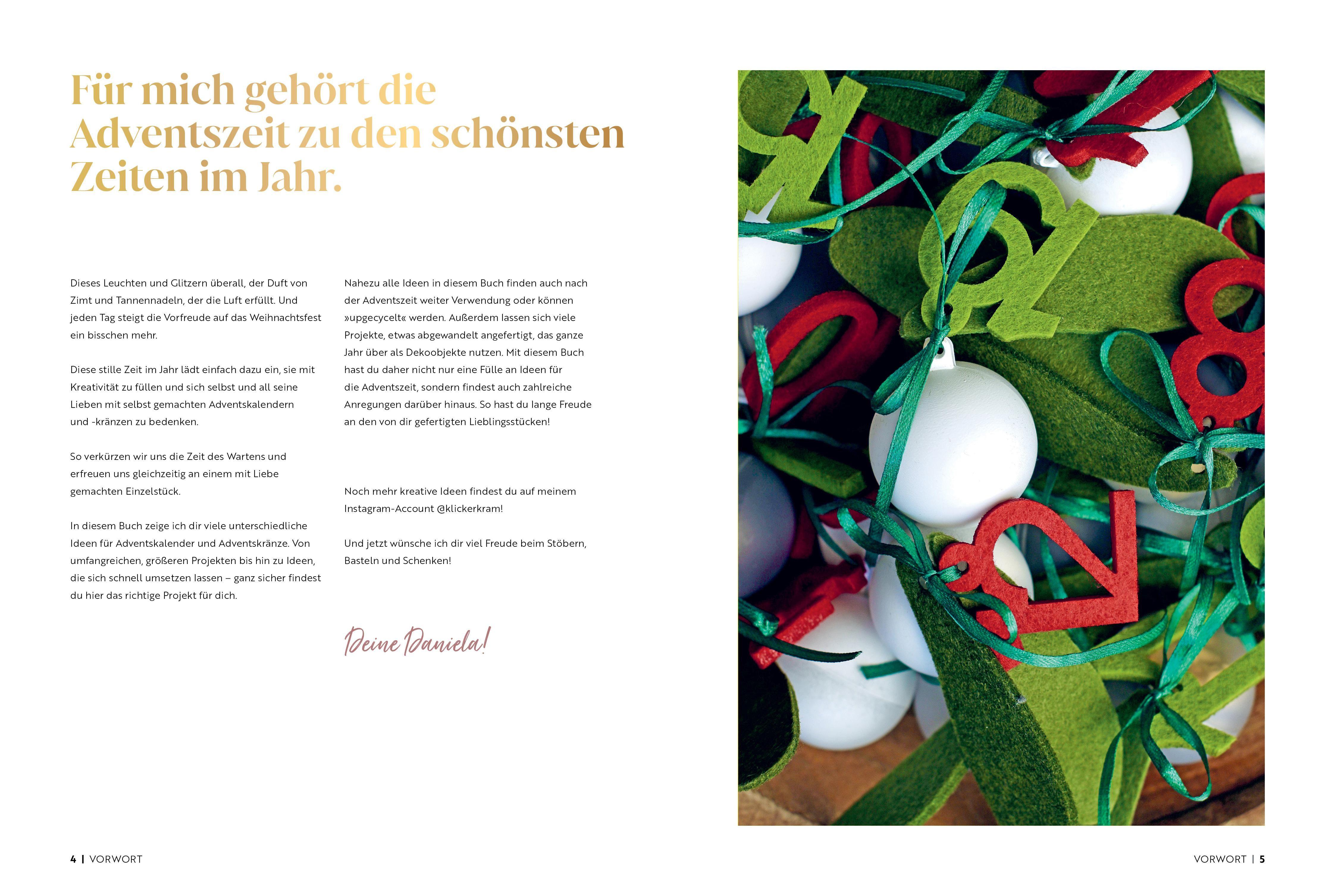 Beispielinhalt (Bild) Kreative Vorfreude: Adventskalender und Kränze für eine besinnliche Weihnachtszeit