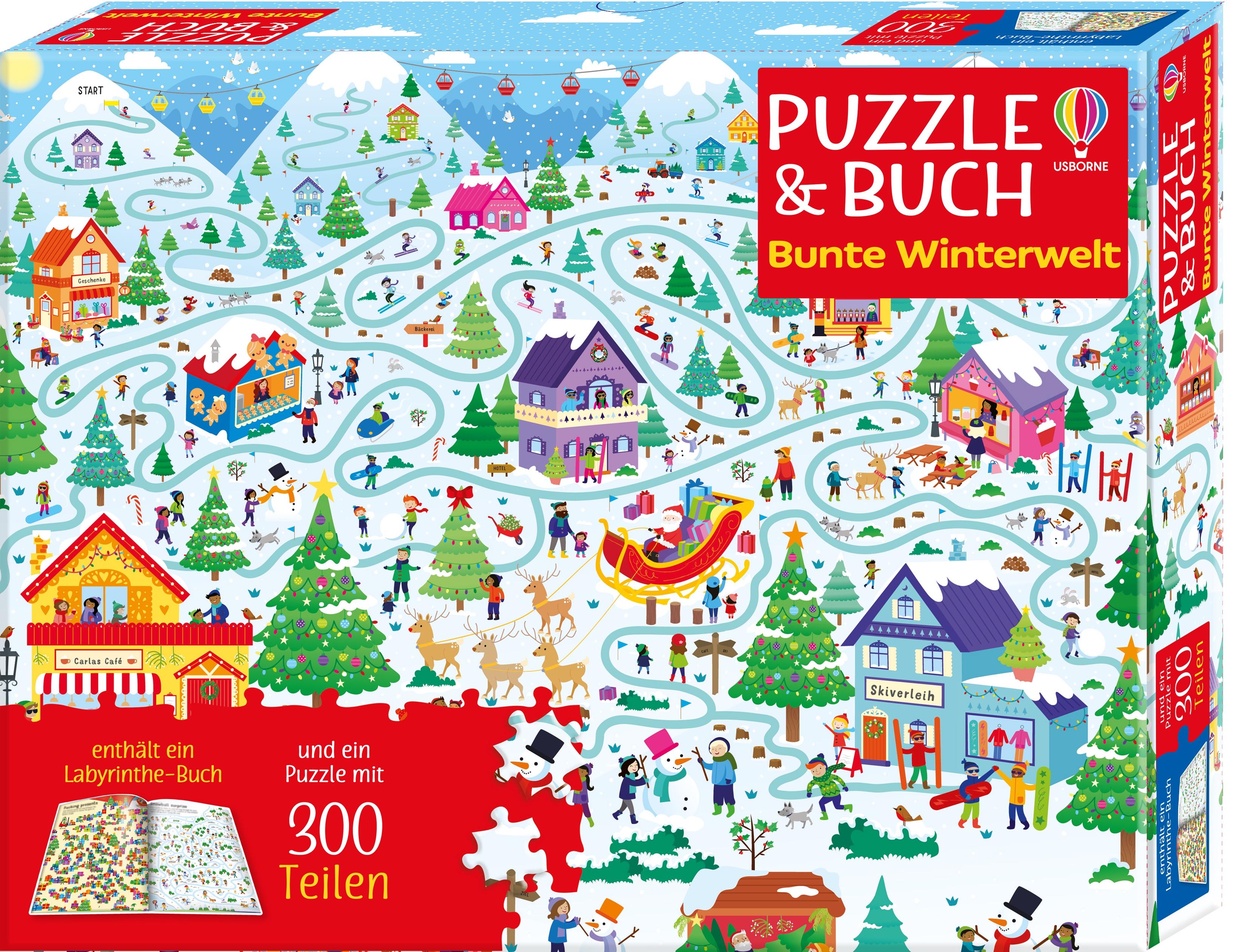 Vorderes Coverbild Puzzle & Buch: Bunte Winterwelt