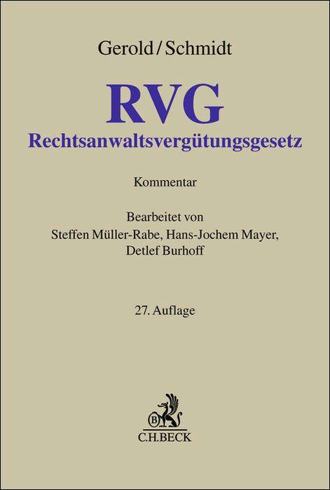 Vorderes Coverbild Rechtsanwaltsvergütungsgesetz. RVG