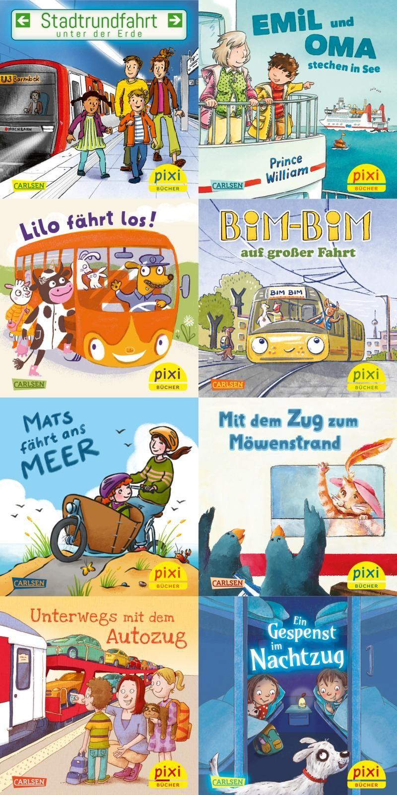 Vorderes Coverbild Pixi-8er-Set 307: Pixi unterwegs mit Bus und Bahn (8x1 Exemplar)