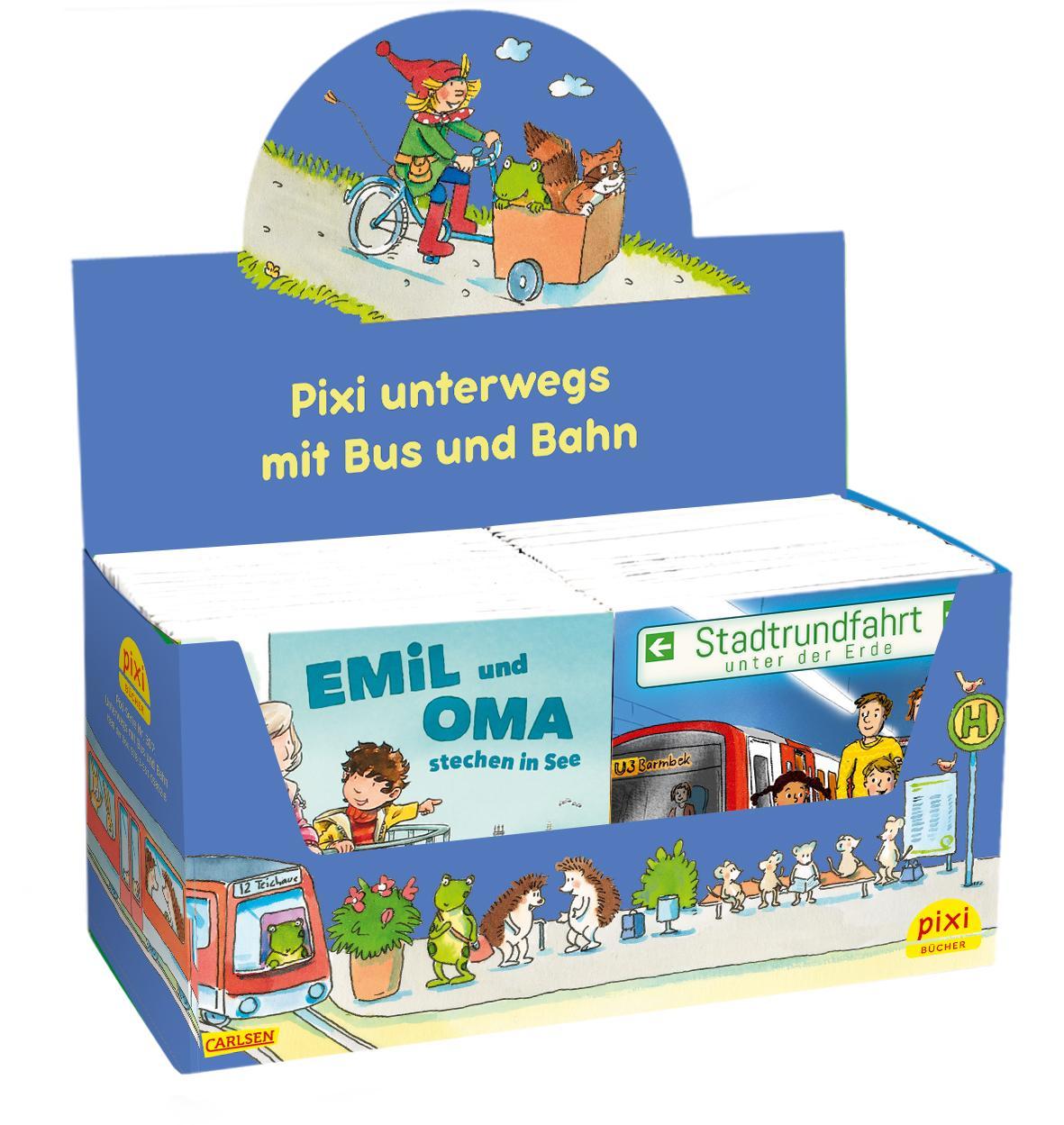 Beispielinhalt (Bild) Pixi-Box 307: Pixi unterwegs mit Bus und Bahn (8x8 Exemplare)