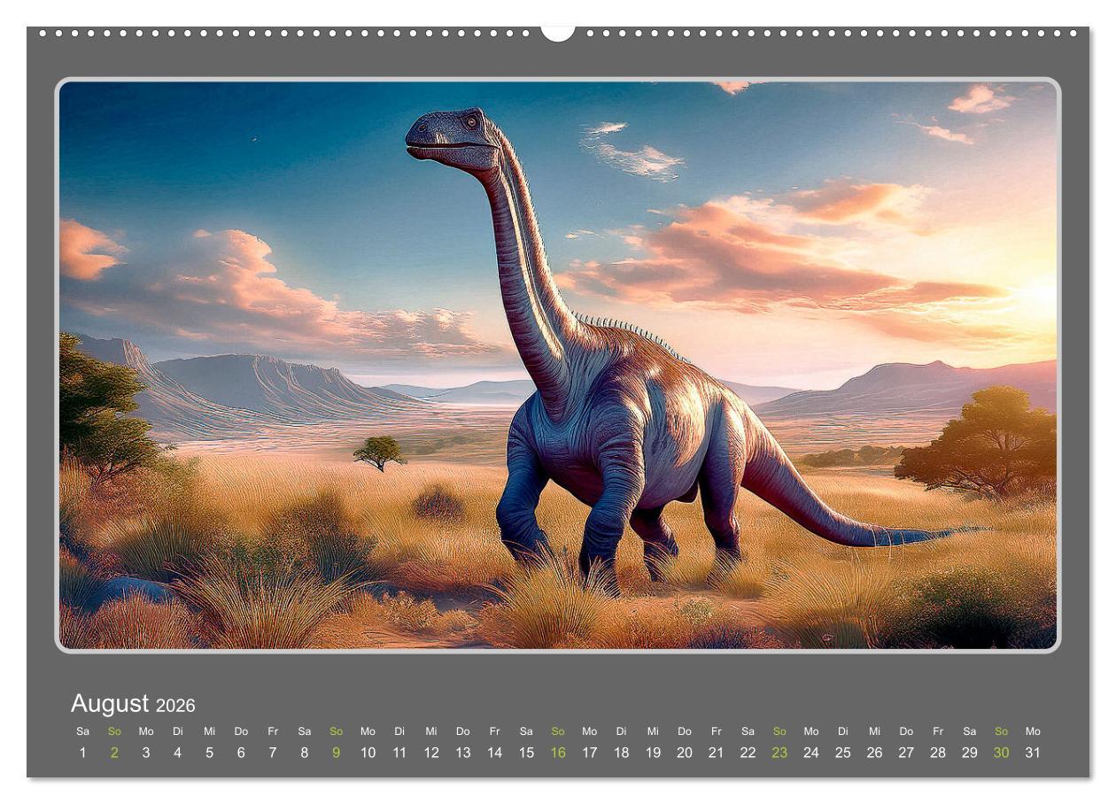 Beispielinhalt (Bild) Riesenechsen der Urzeit (Wandkalender 2026 DIN A2 quer), CALVENDO Monatskalender