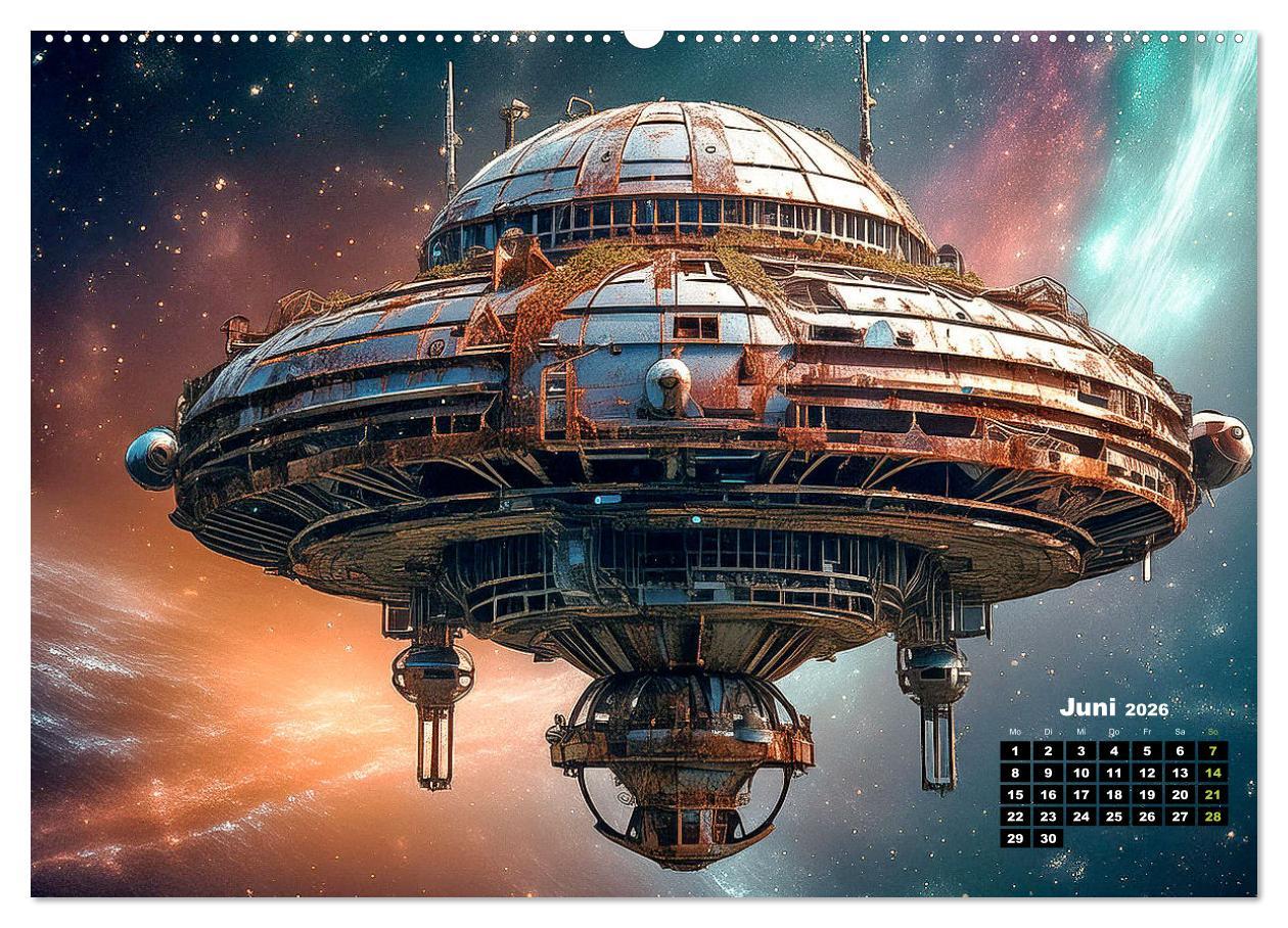 Beispielinhalt (Bild) Lost Places im Orbit (hochwertiger Premium Wandkalender 2026 DIN A2 quer), Kunstdruck in Hochglanz
