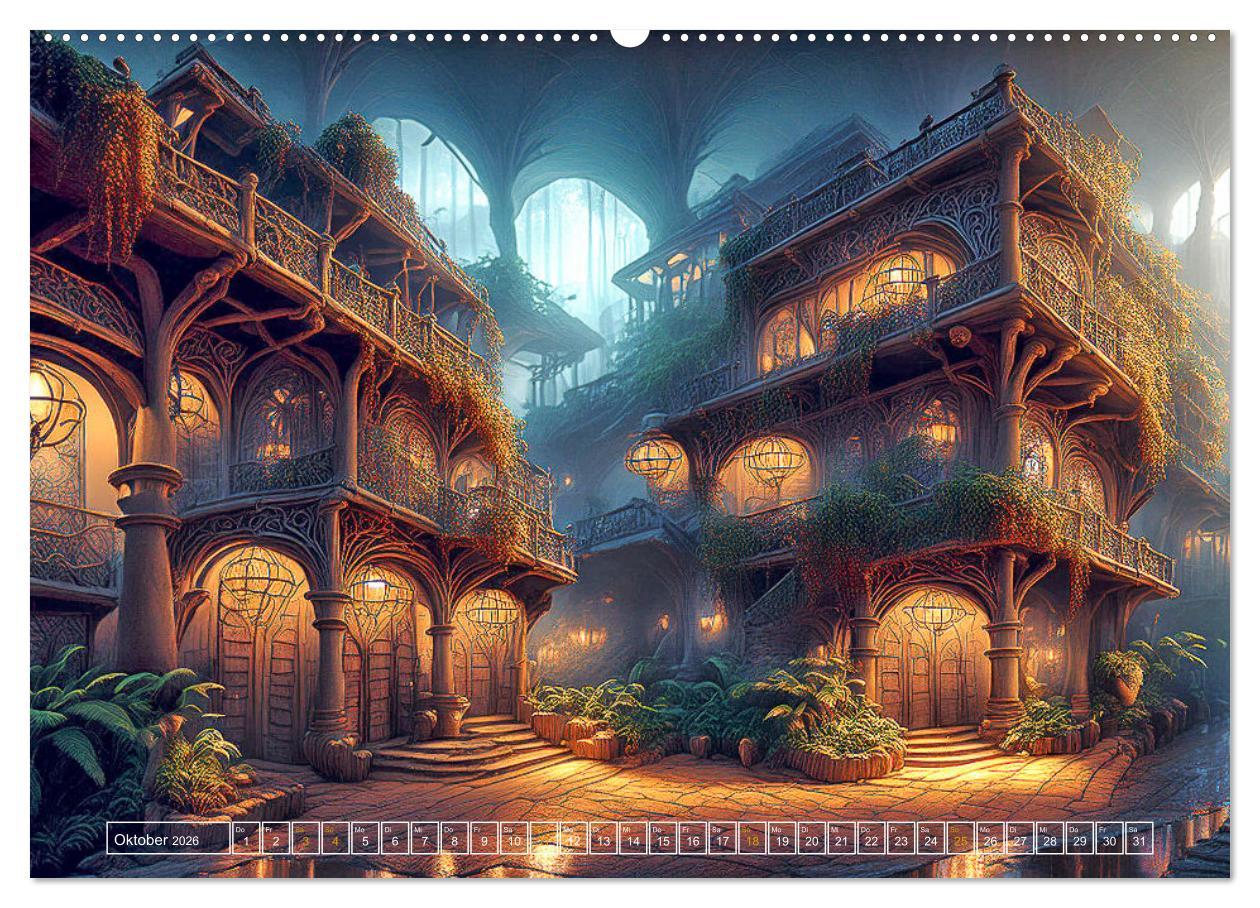 Beispielinhalt (Bild) Die Fantasie als Architekt (hochwertiger Premium Wandkalender 2026 DIN A2 quer), Kunstdruck in Hochglanz