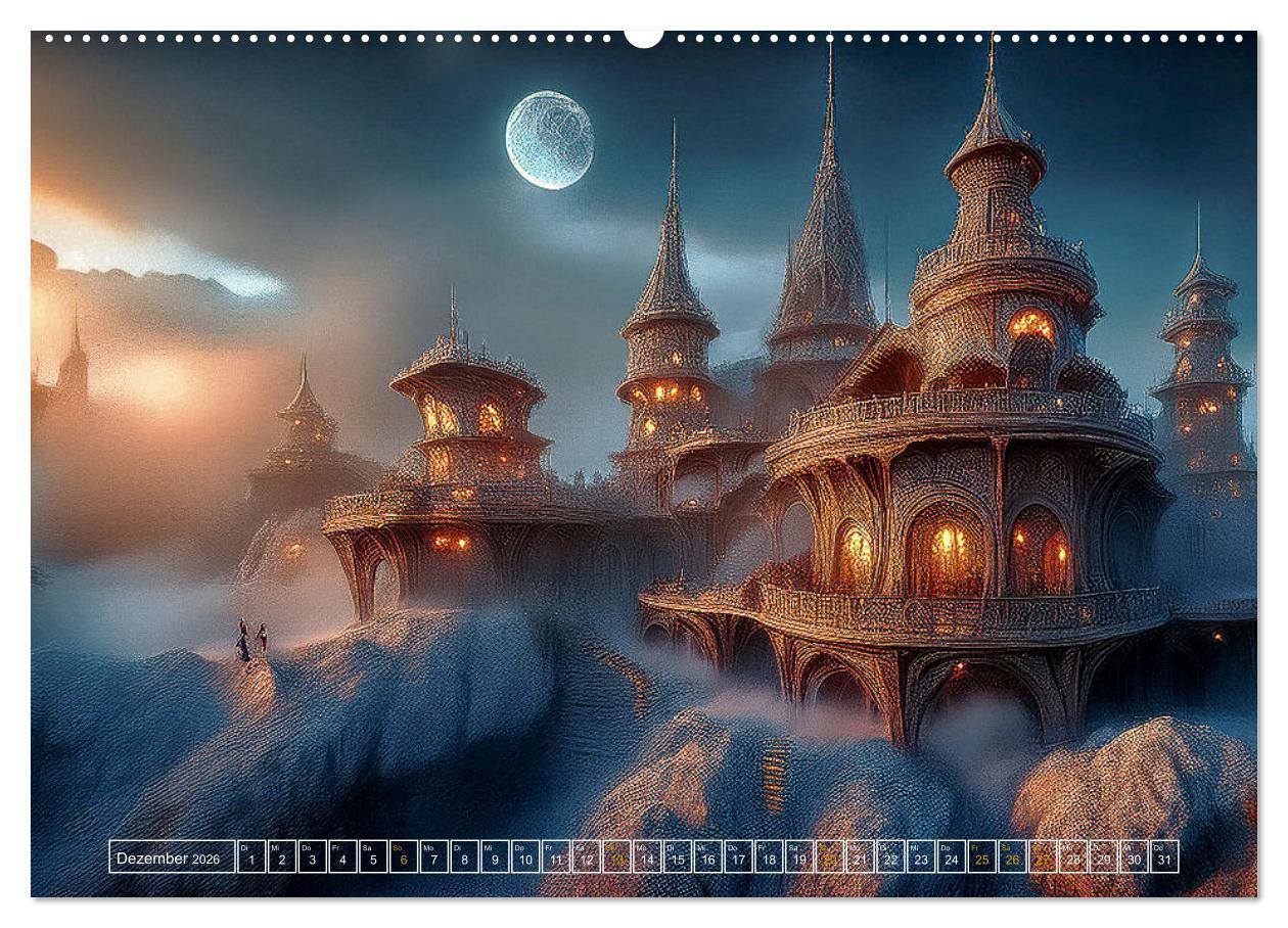 Beispielinhalt (Bild) Die Fantasie als Architekt (hochwertiger Premium Wandkalender 2026 DIN A2 quer), Kunstdruck in Hochglanz