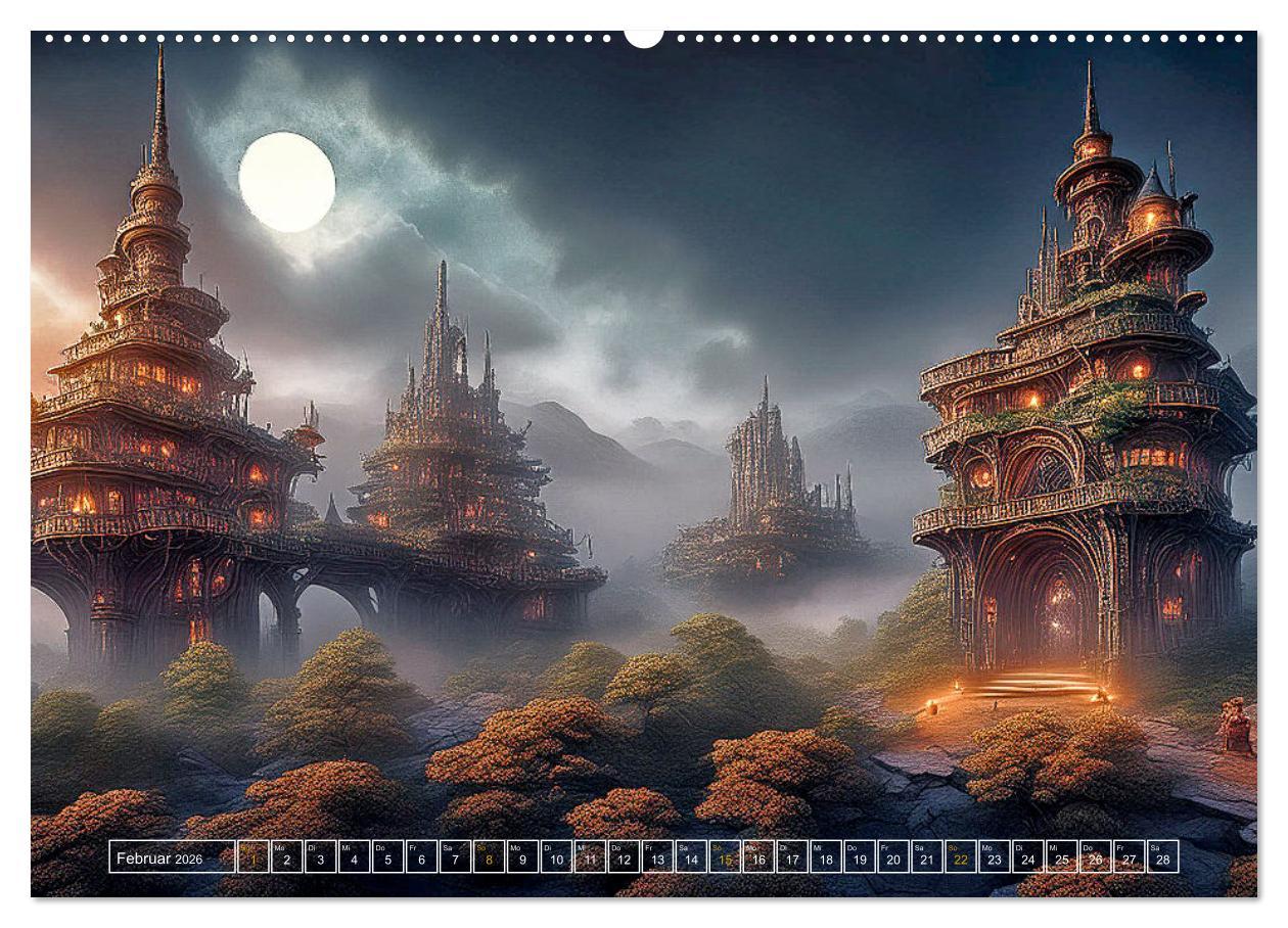Beispielinhalt (Bild) Die Fantasie als Architekt (hochwertiger Premium Wandkalender 2026 DIN A2 quer), Kunstdruck in Hochglanz