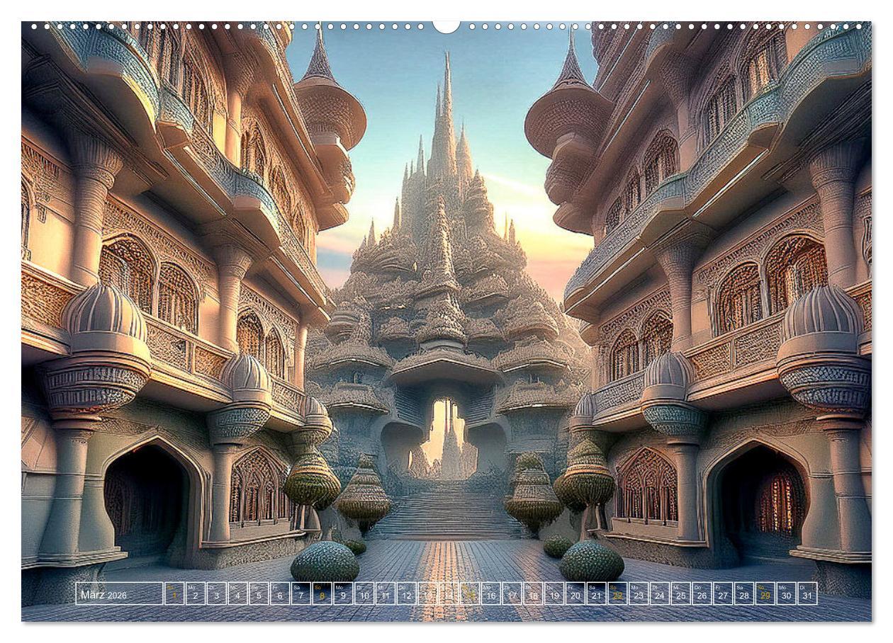 Beispielinhalt (Bild) Die Fantasie als Architekt (hochwertiger Premium Wandkalender 2026 DIN A2 quer), Kunstdruck in Hochglanz