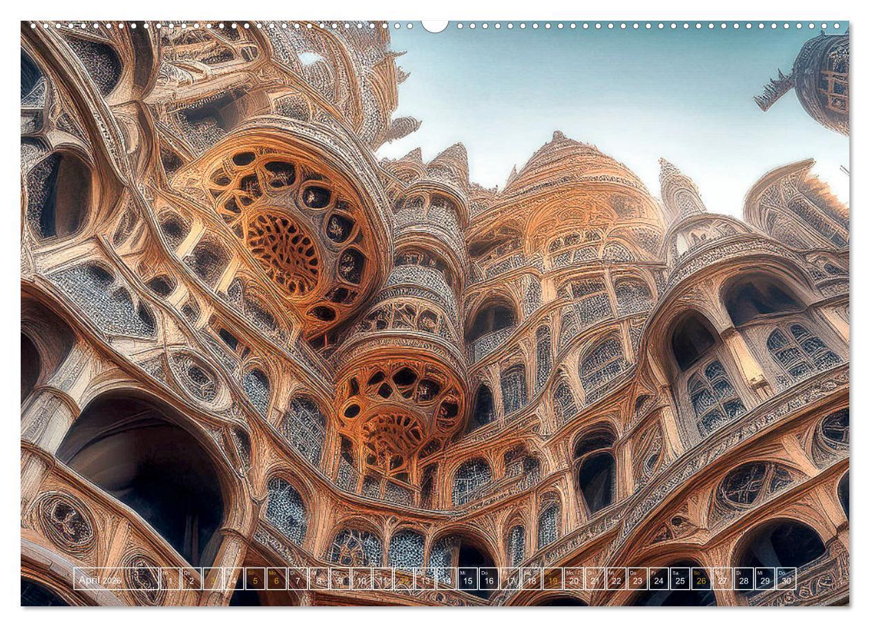 Beispielinhalt (Bild) Die Fantasie als Architekt (hochwertiger Premium Wandkalender 2026 DIN A2 quer), Kunstdruck in Hochglanz