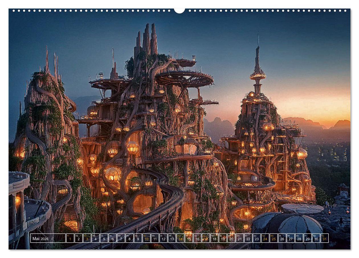 Beispielinhalt (Bild) Die Fantasie als Architekt (hochwertiger Premium Wandkalender 2026 DIN A2 quer), Kunstdruck in Hochglanz