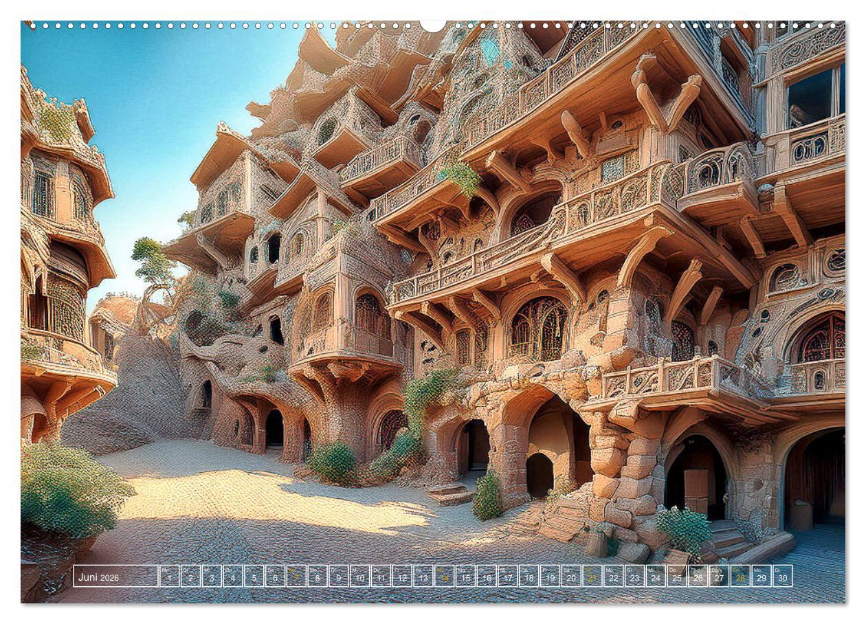 Beispielinhalt (Bild) Die Fantasie als Architekt (hochwertiger Premium Wandkalender 2026 DIN A2 quer), Kunstdruck in Hochglanz