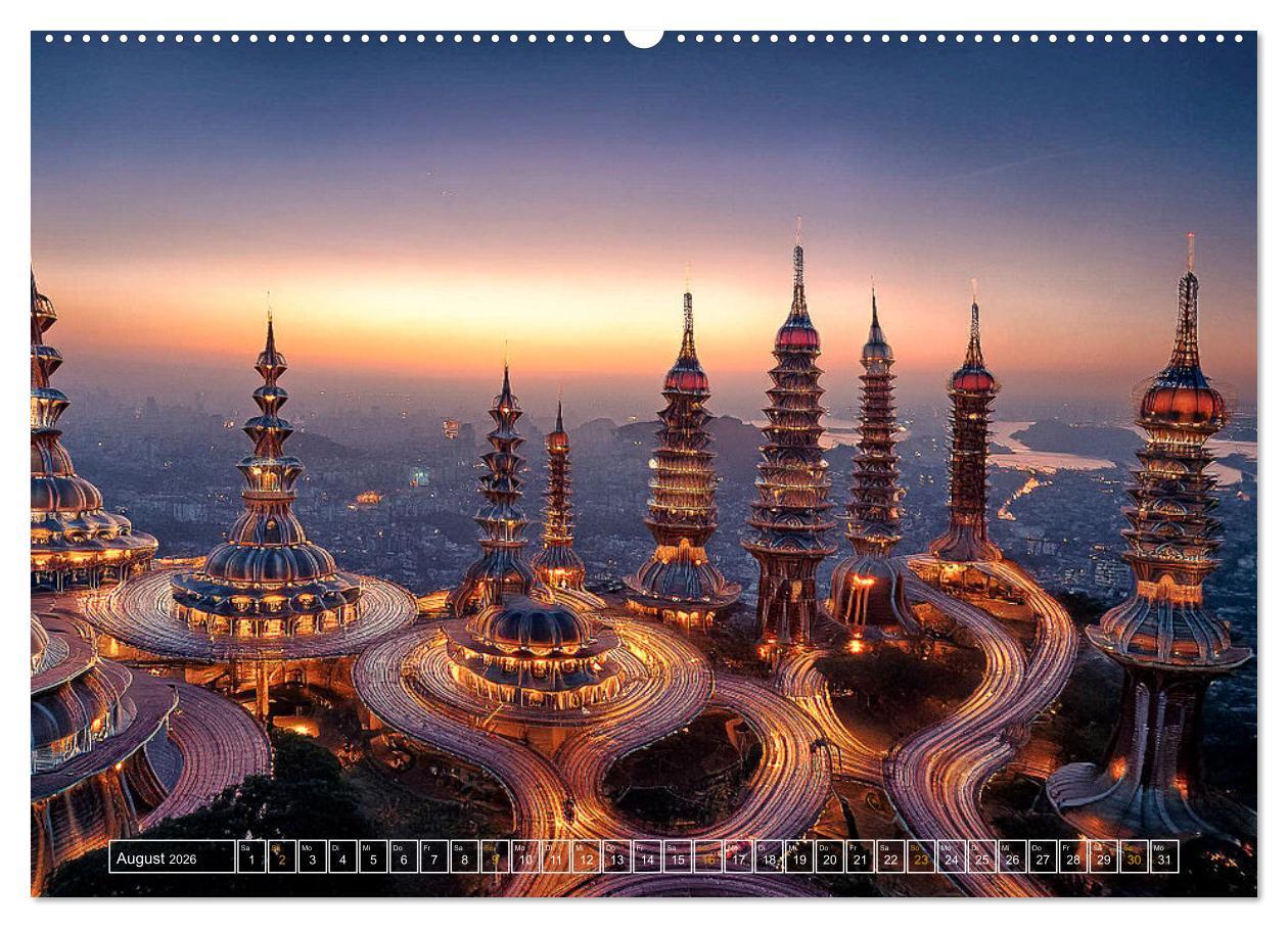 Beispielinhalt (Bild) Die Fantasie als Architekt (hochwertiger Premium Wandkalender 2026 DIN A2 quer), Kunstdruck in Hochglanz