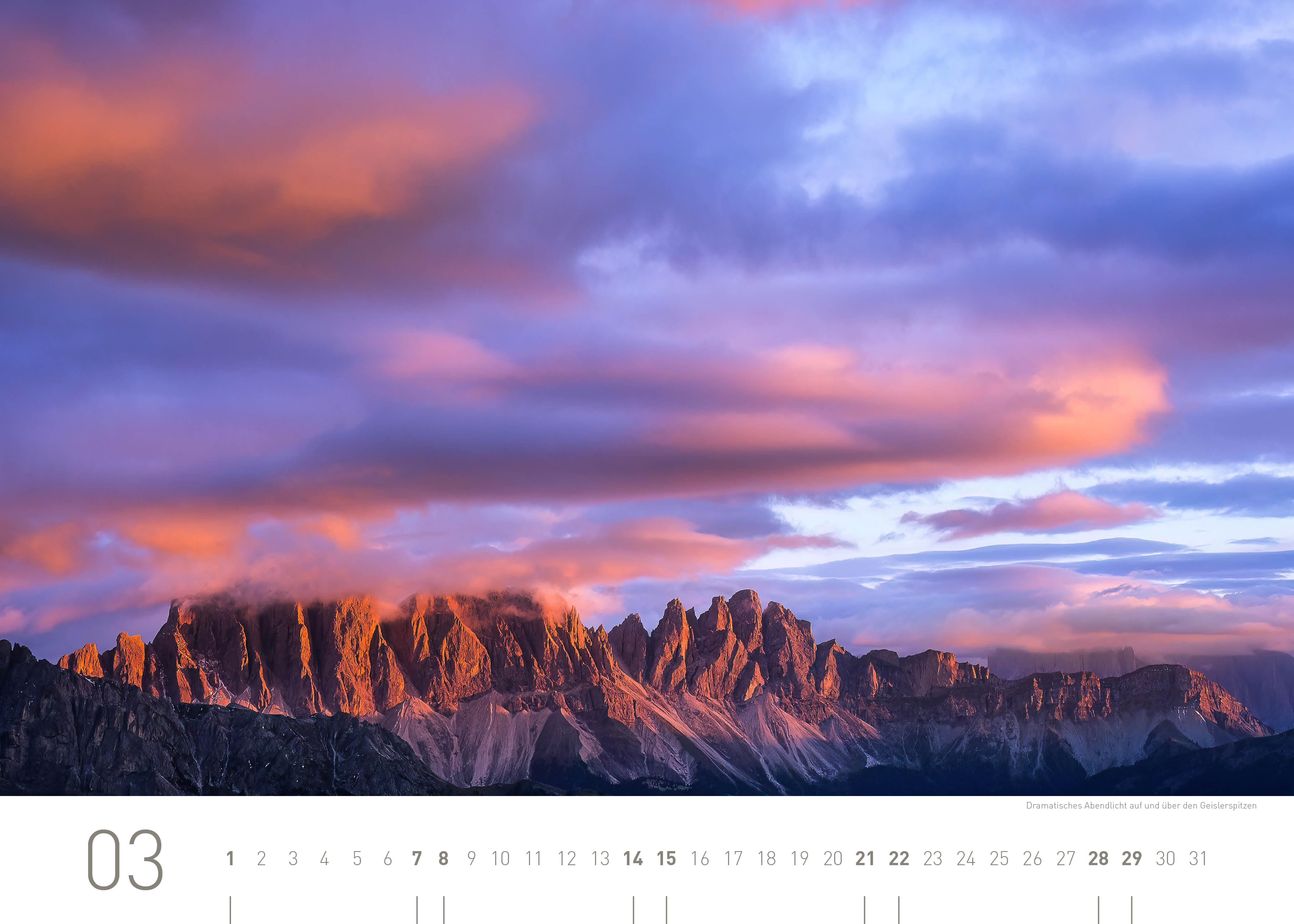 Beispielinhalt (Bild) Südtirol und Dolomiten Exklusivkalender 2026