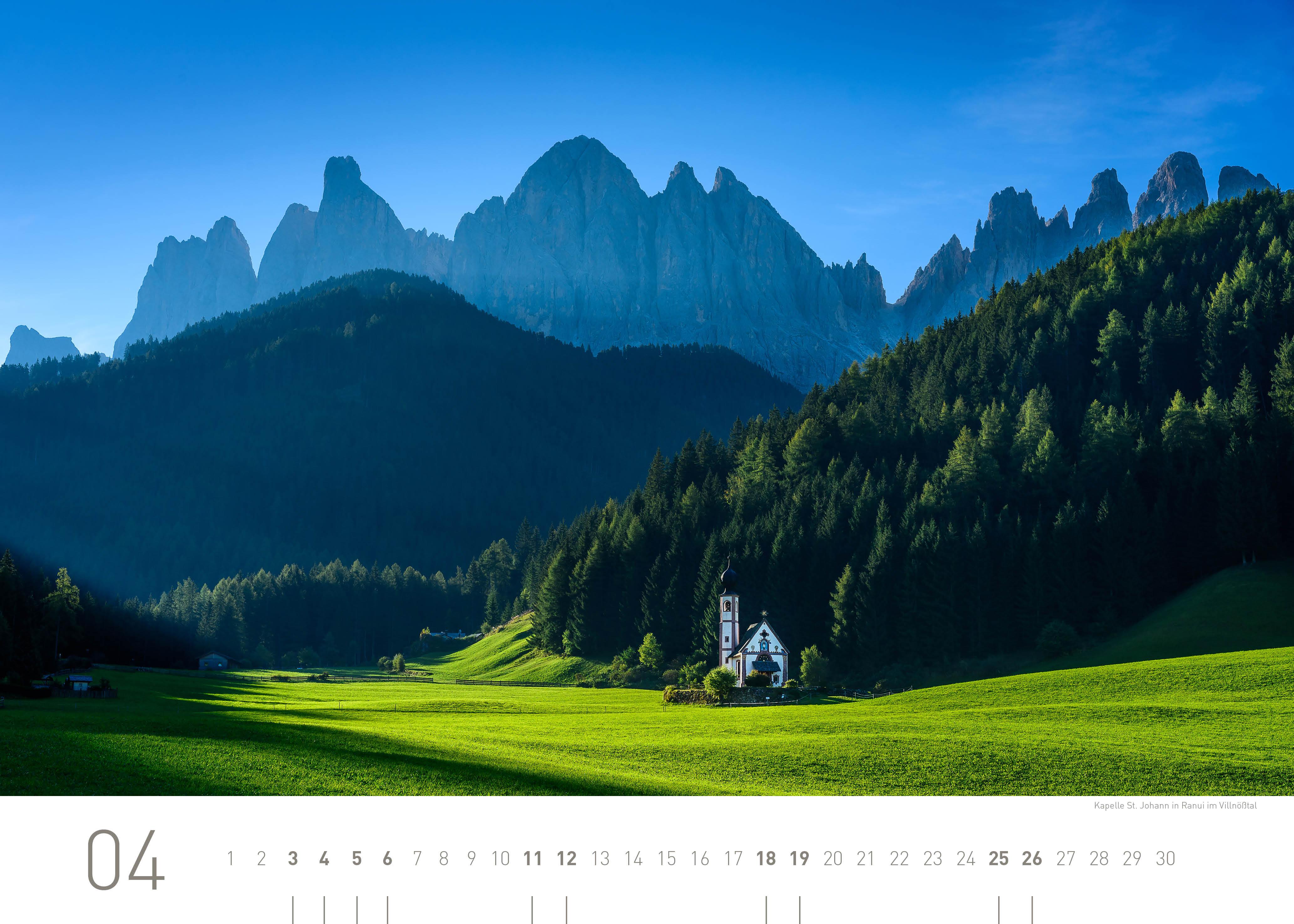 Beispielinhalt (Bild) Südtirol und Dolomiten Exklusivkalender 2026