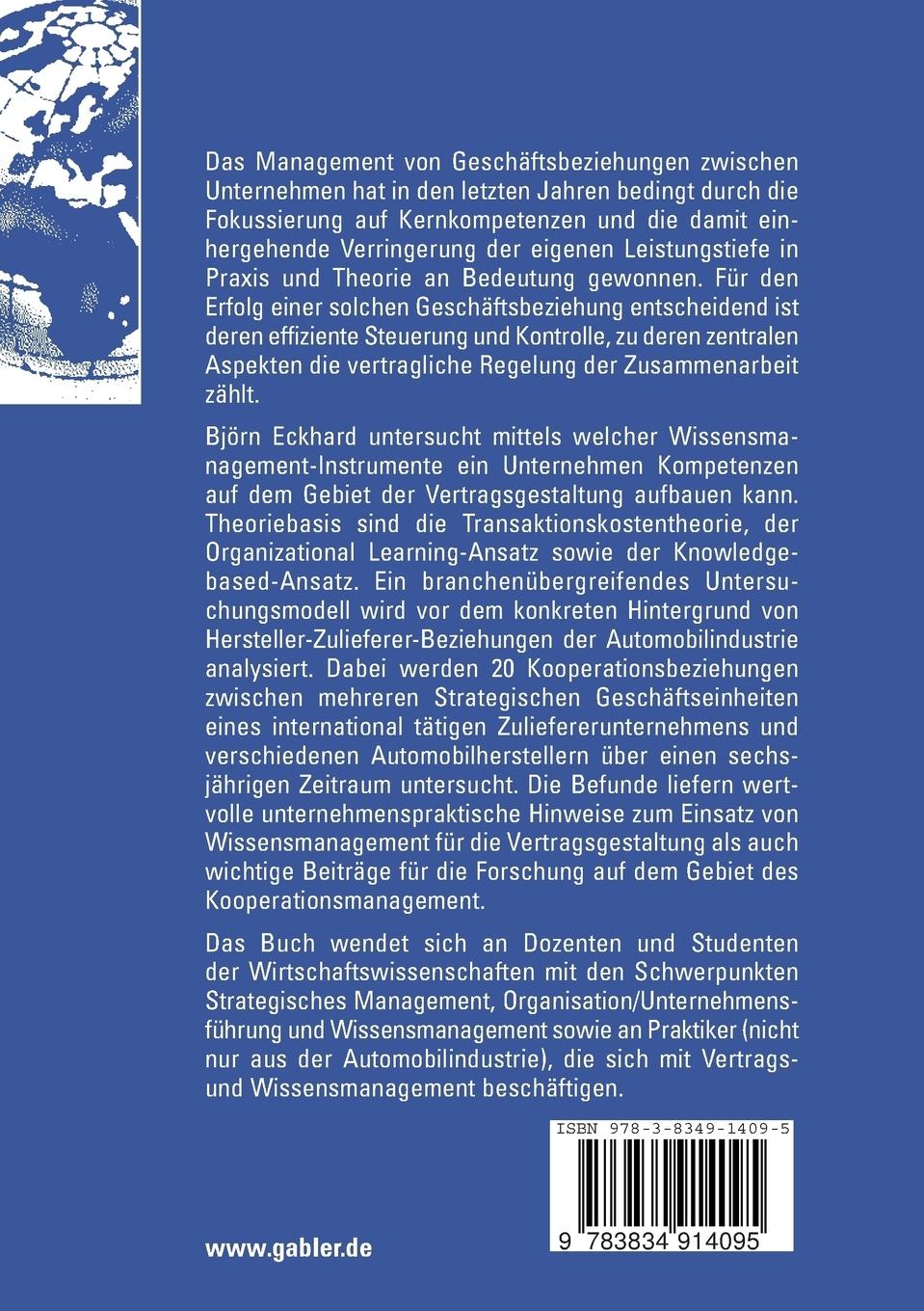 Rückseitencover Lernen in Vertragsbeziehungen