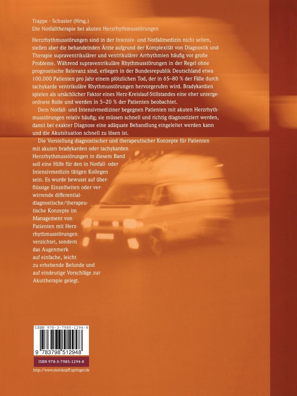 Rückseitencover Die Notfalltherapie bei akuten Herzrhythmusstörungen