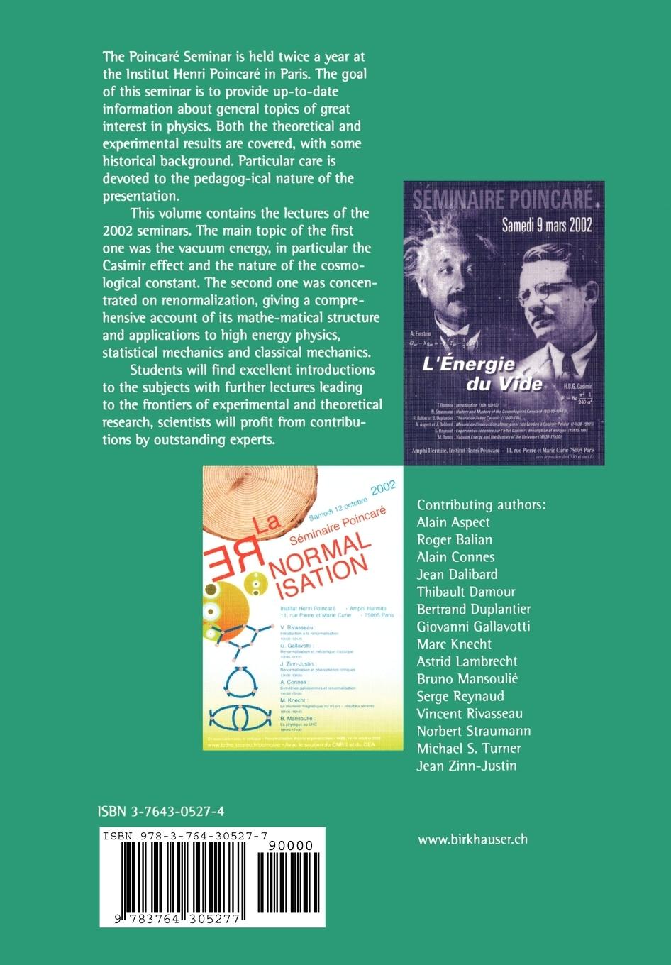 Rückseitencover Poincaré Seminar 2002