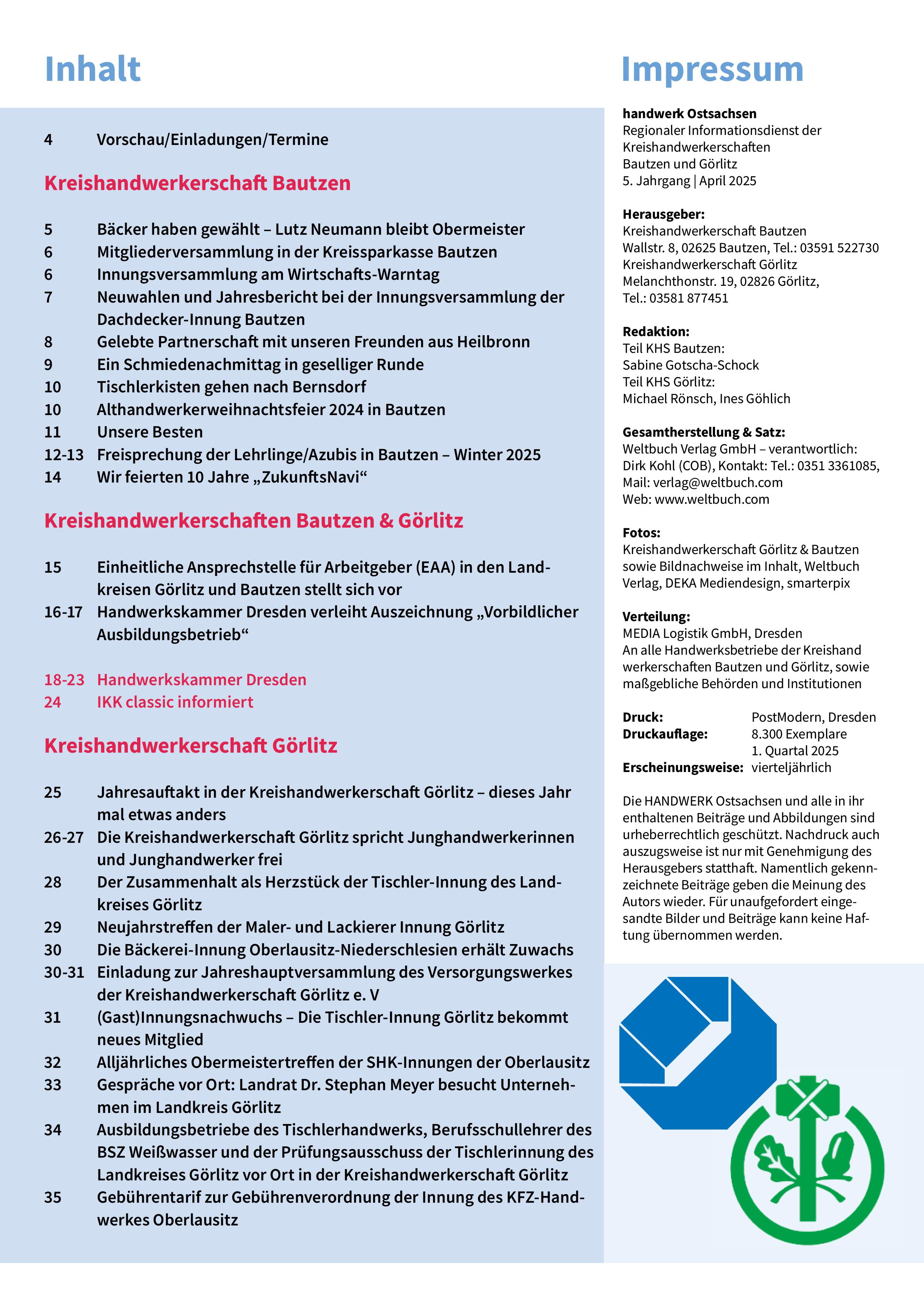 Rückseitencover Handwerk Ostsachen Magazin