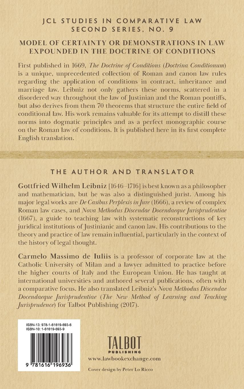 Rückseitencover Model of Certainty or Demonstrations in Law Expounded in the Doctrine of Conditions