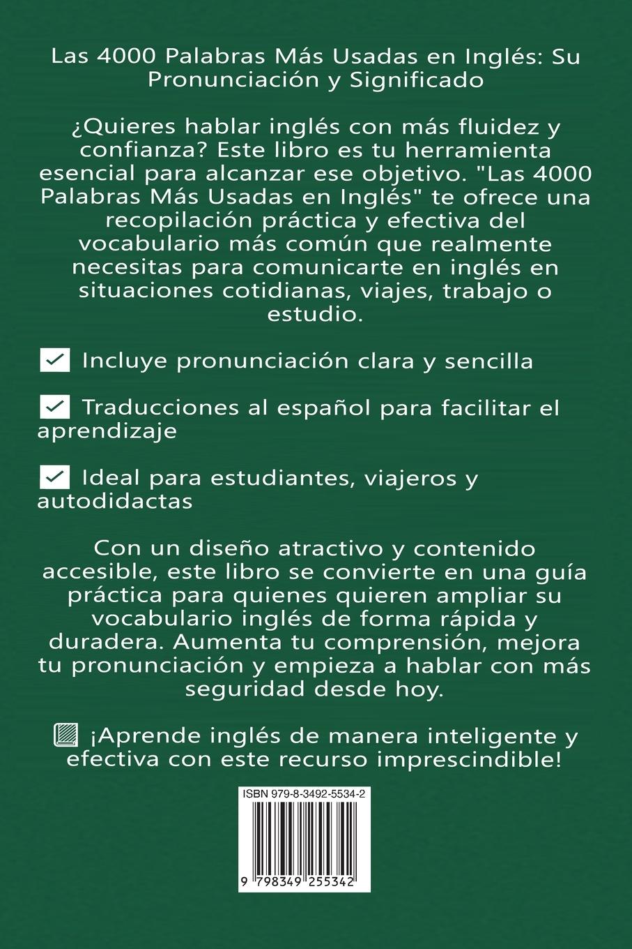 Rückseitencover Las 4000 Palabras Mas Usadas En Ingles