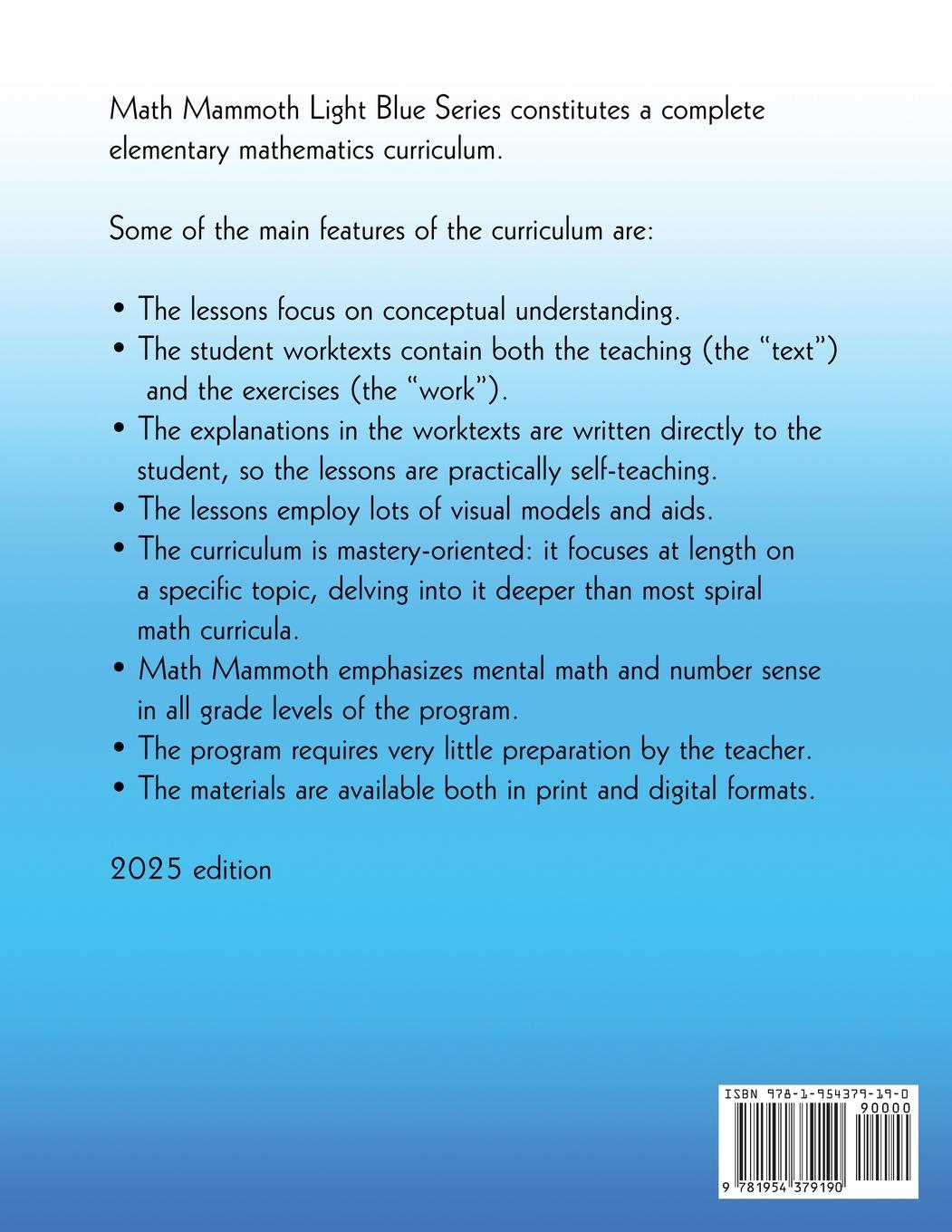 Rückseitencover Math Mammoth Grade 7-A Worktext