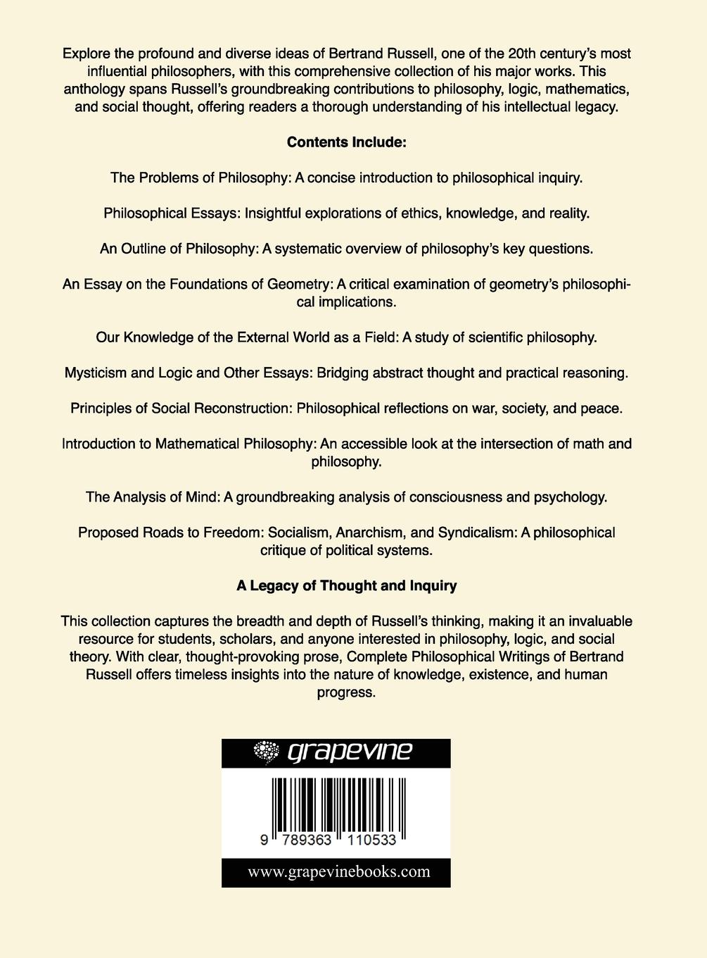 Rückseitencover Complete Philosophical Writings of Bertrand Russell