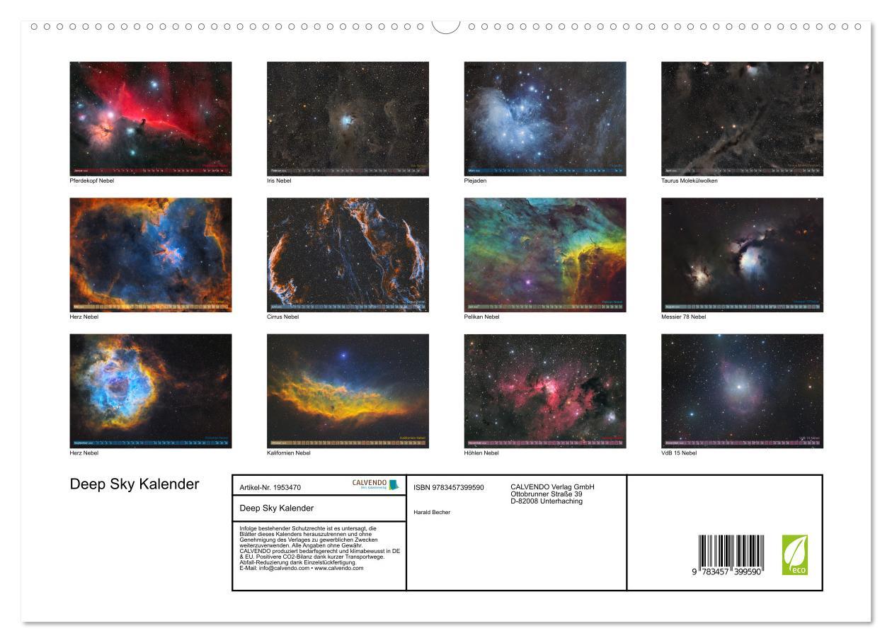 Beispielinhalt (Bild) Deep Sky Kalender (hochwertiger Premium Wandkalender 2026 DIN A2 quer), Kunstdruck in Hochglanz