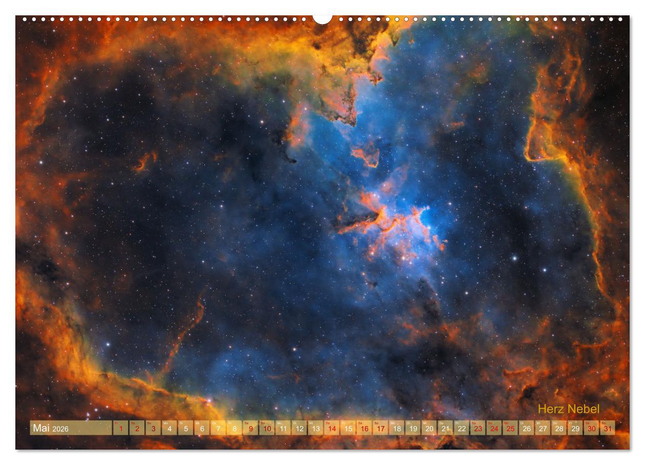 Beispielinhalt (Bild) Deep Sky Kalender (hochwertiger Premium Wandkalender 2026 DIN A2 quer), Kunstdruck in Hochglanz