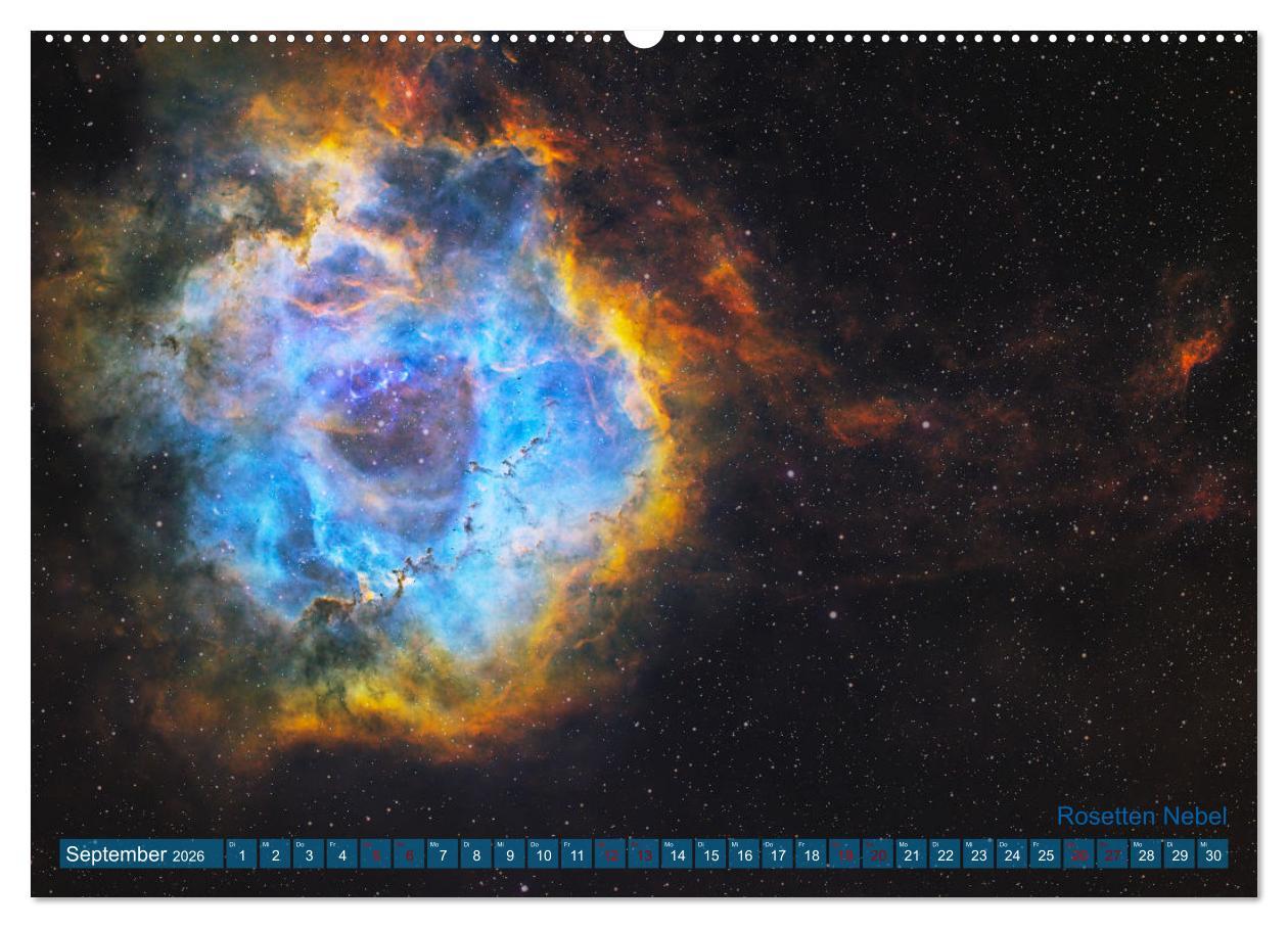 Beispielinhalt (Bild) Deep Sky Kalender (hochwertiger Premium Wandkalender 2026 DIN A2 quer), Kunstdruck in Hochglanz