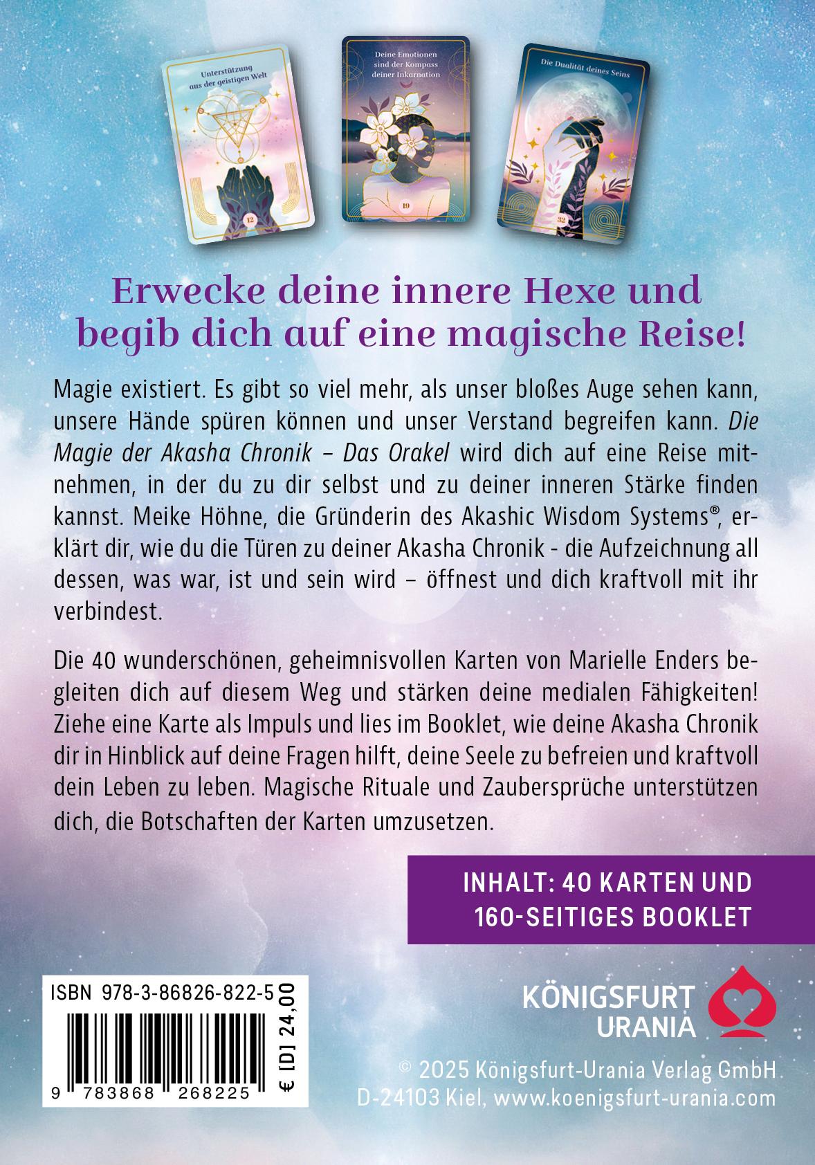 Rückseitencover Die Magie der Akasha Chronik - Das Orakel - 40 Orakelkarten und 160-seitiges Booklet
