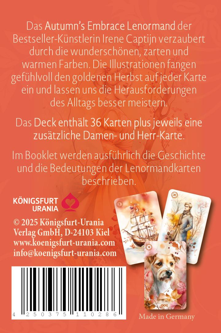 Rückseitencover Autumn´s Embrace Lenormand DE - 38 Lenormand-Karten und Booklet