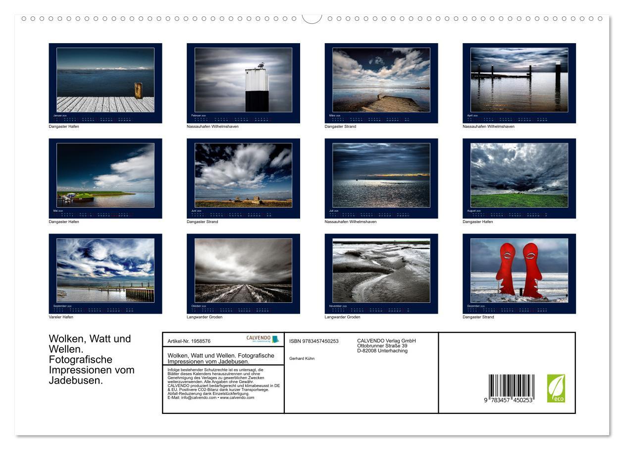 Beispielinhalt (Bild) Wolken, Watt und Wellen. Fotografische Impressionen vom Jadebusen. (hochwertiger Premium Wandkalender 2026 DIN A2 quer), Kunstdruck in Hochglanz