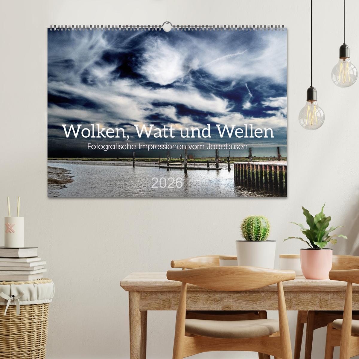Beispielinhalt (Bild) Wolken, Watt und Wellen. Fotografische Impressionen vom Jadebusen. (Wandkalender 2026 DIN A2 quer), CALVENDO Monatskalender