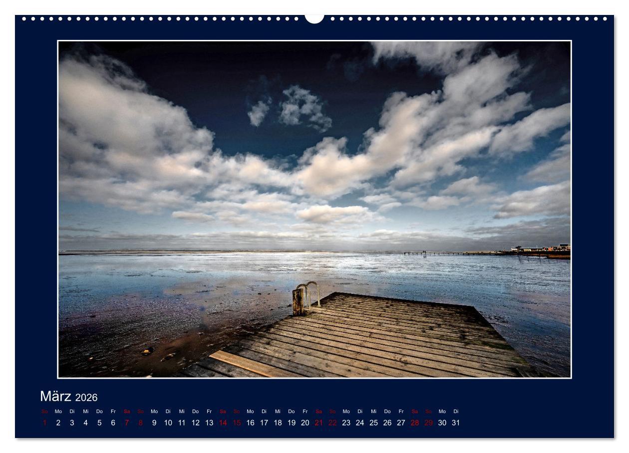 Beispielinhalt (Bild) Wolken, Watt und Wellen. Fotografische Impressionen vom Jadebusen. (Wandkalender 2026 DIN A2 quer), CALVENDO Monatskalender