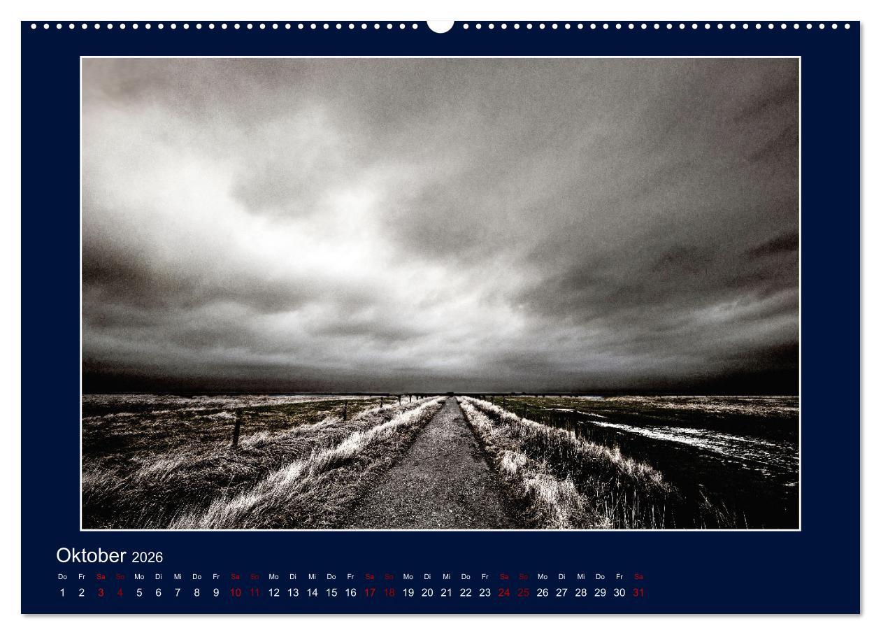 Beispielinhalt (Bild) Wolken, Watt und Wellen. Fotografische Impressionen vom Jadebusen. (Wandkalender 2026 DIN A2 quer), CALVENDO Monatskalender