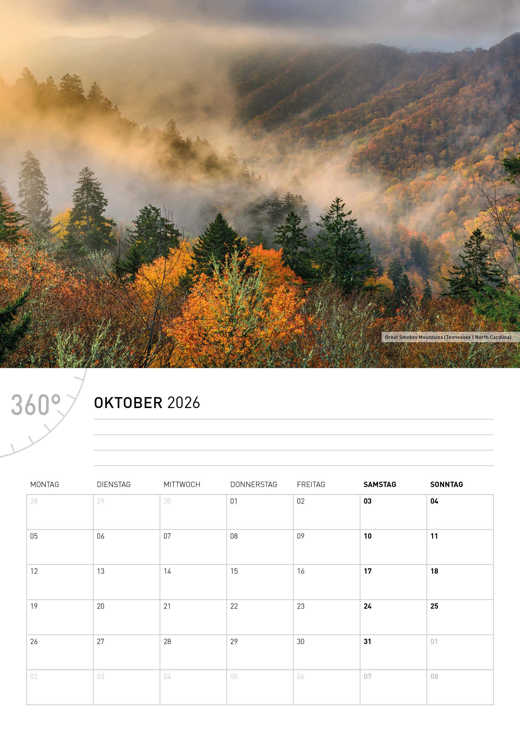 Beispielinhalt (Bild) USA Broschürenkalender 2026