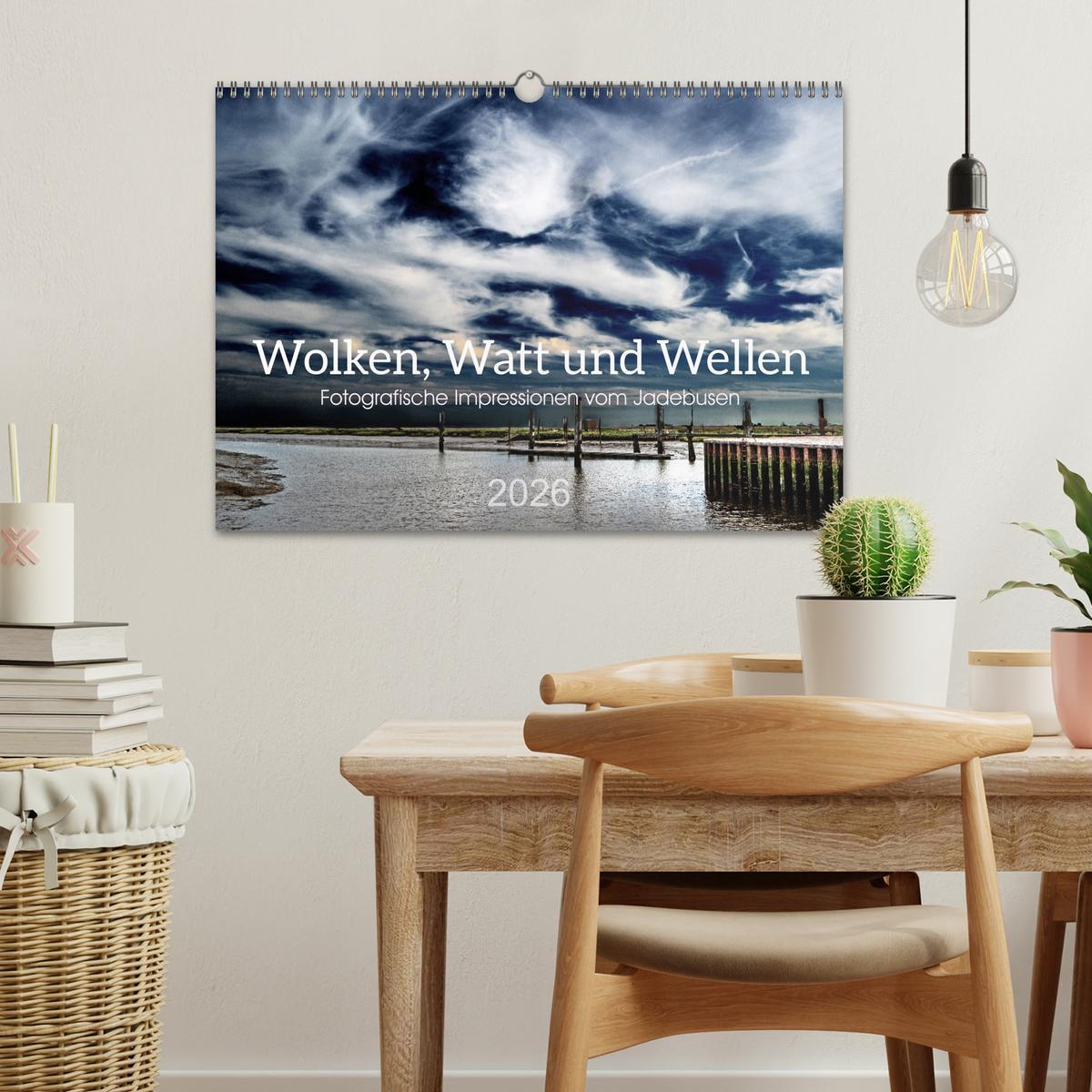 Beispielinhalt (Bild) Wolken, Watt und Wellen. Fotografische Impressionen vom Jadebusen. (Wandkalender 2026 DIN A3 quer), CALVENDO Monatskalender